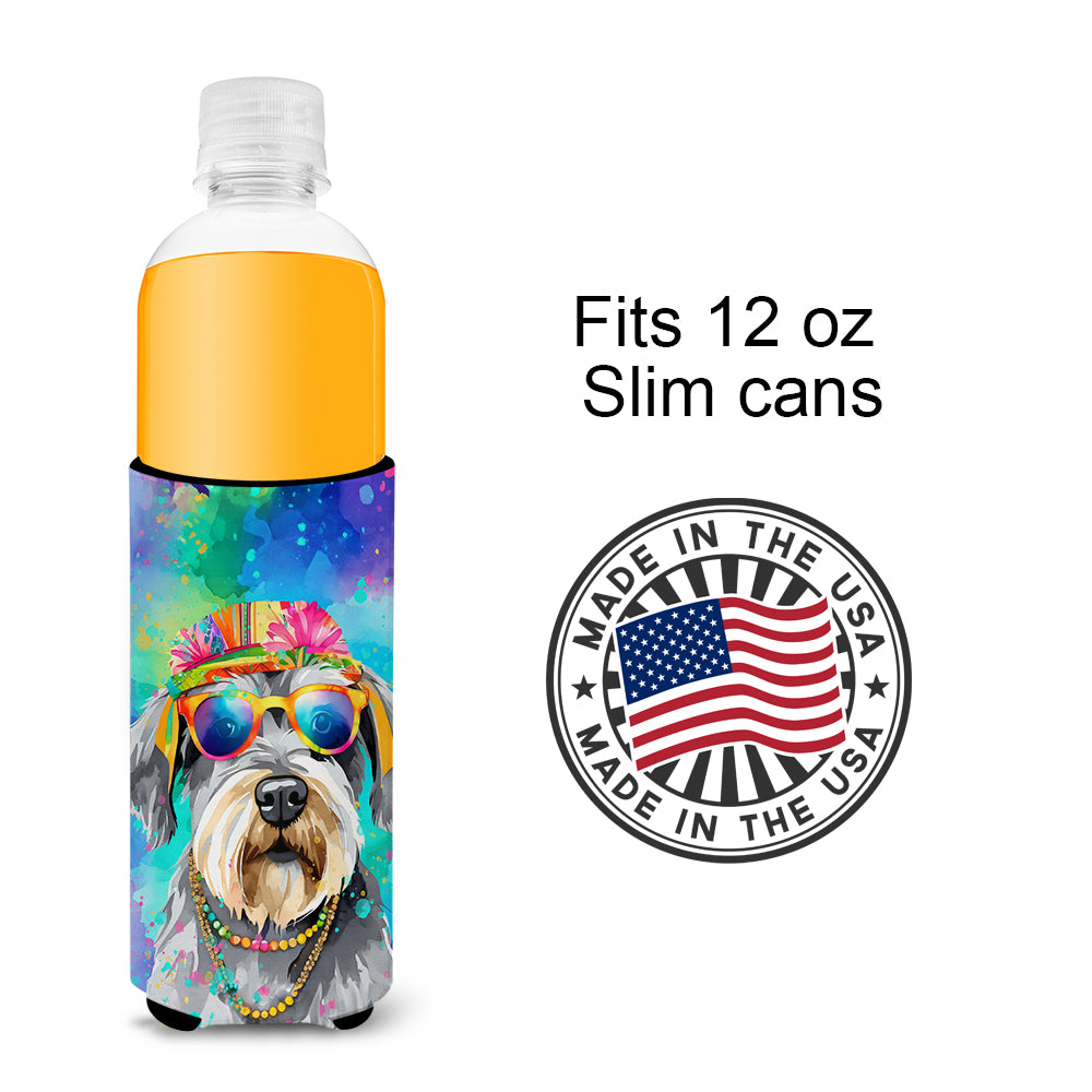 Schnauzer Hippie Dawg Hugger for Ultra Slim Cans