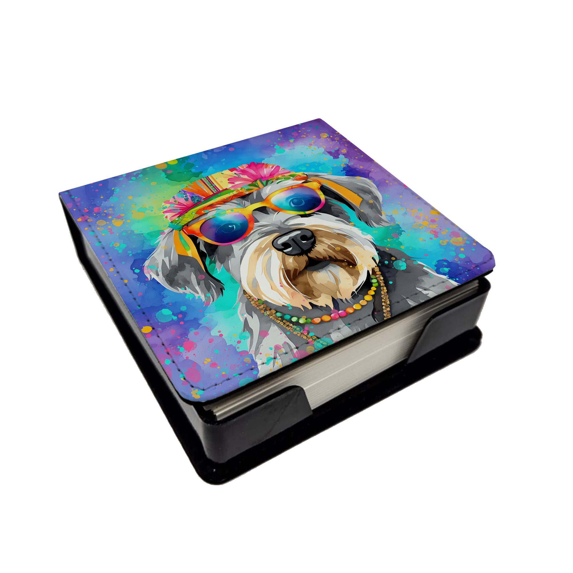 Buy this Schnauzer Hippie Dawg PU Leather Note Paper Holder