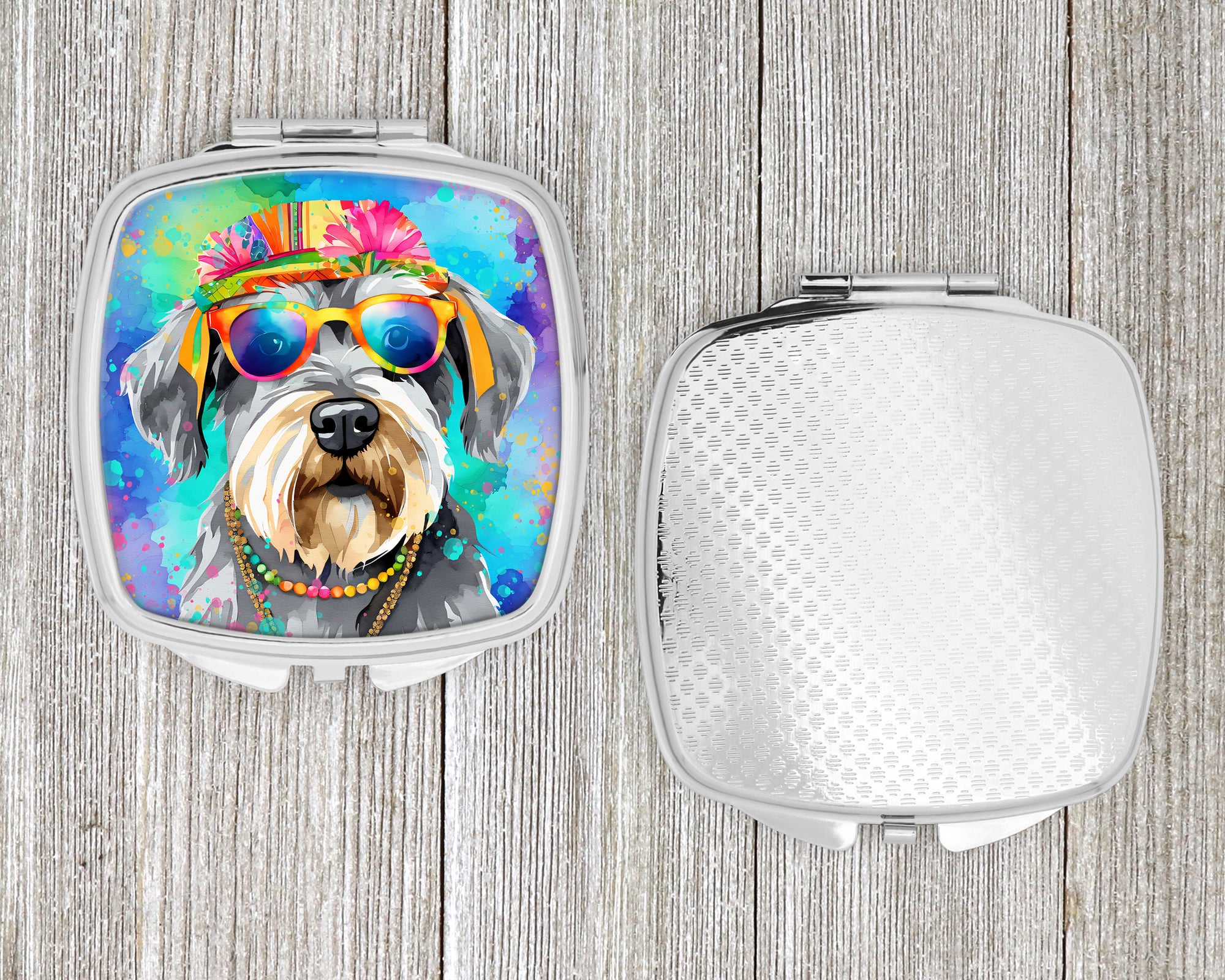 Schnauzer Hippie Dawg Compact Mirror