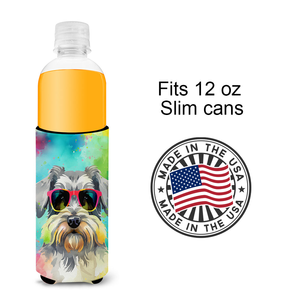 Schnauzer Hippie Dawg Hugger for Ultra Slim Cans