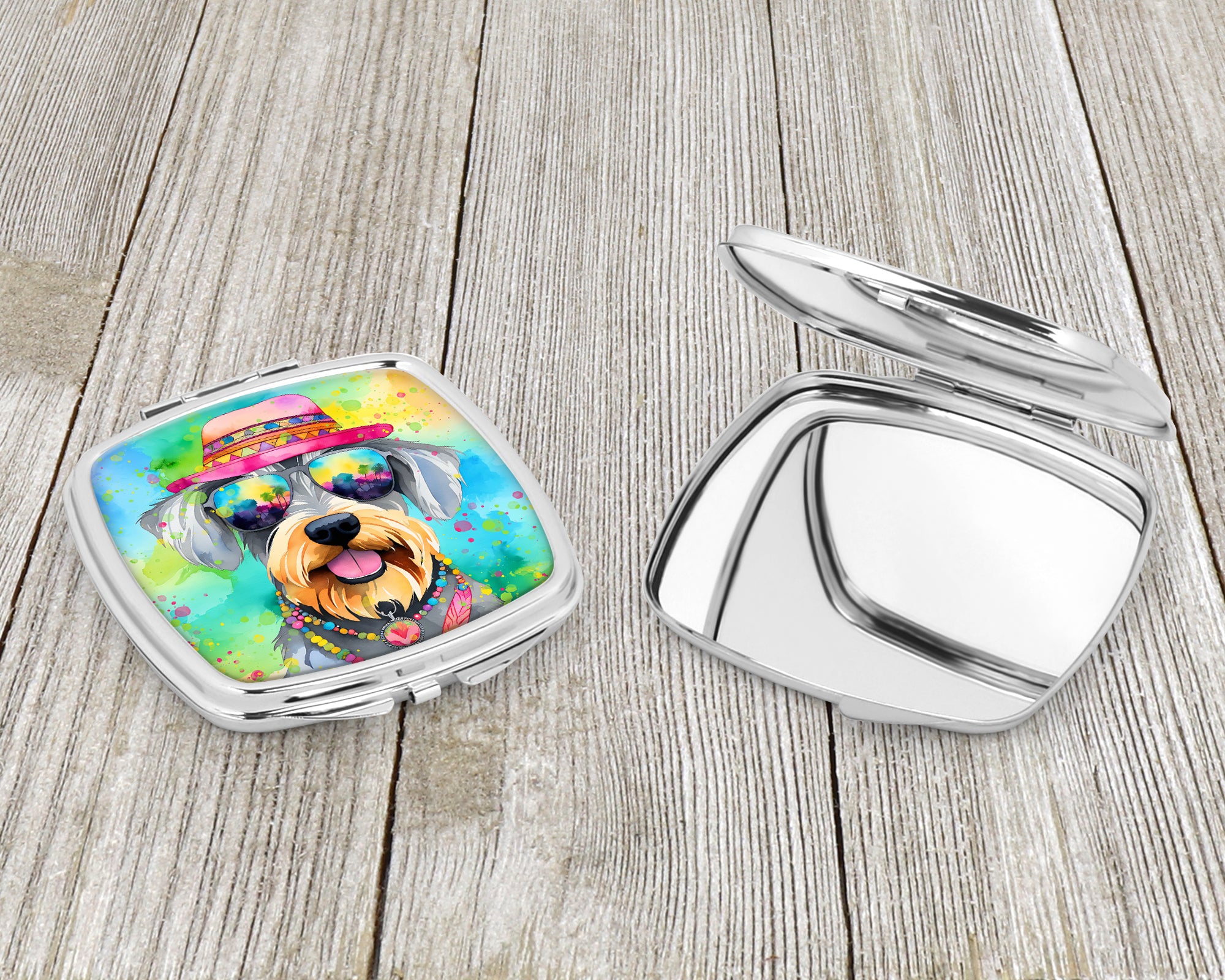 Schnauzer Hippie Dawg Compact Mirror