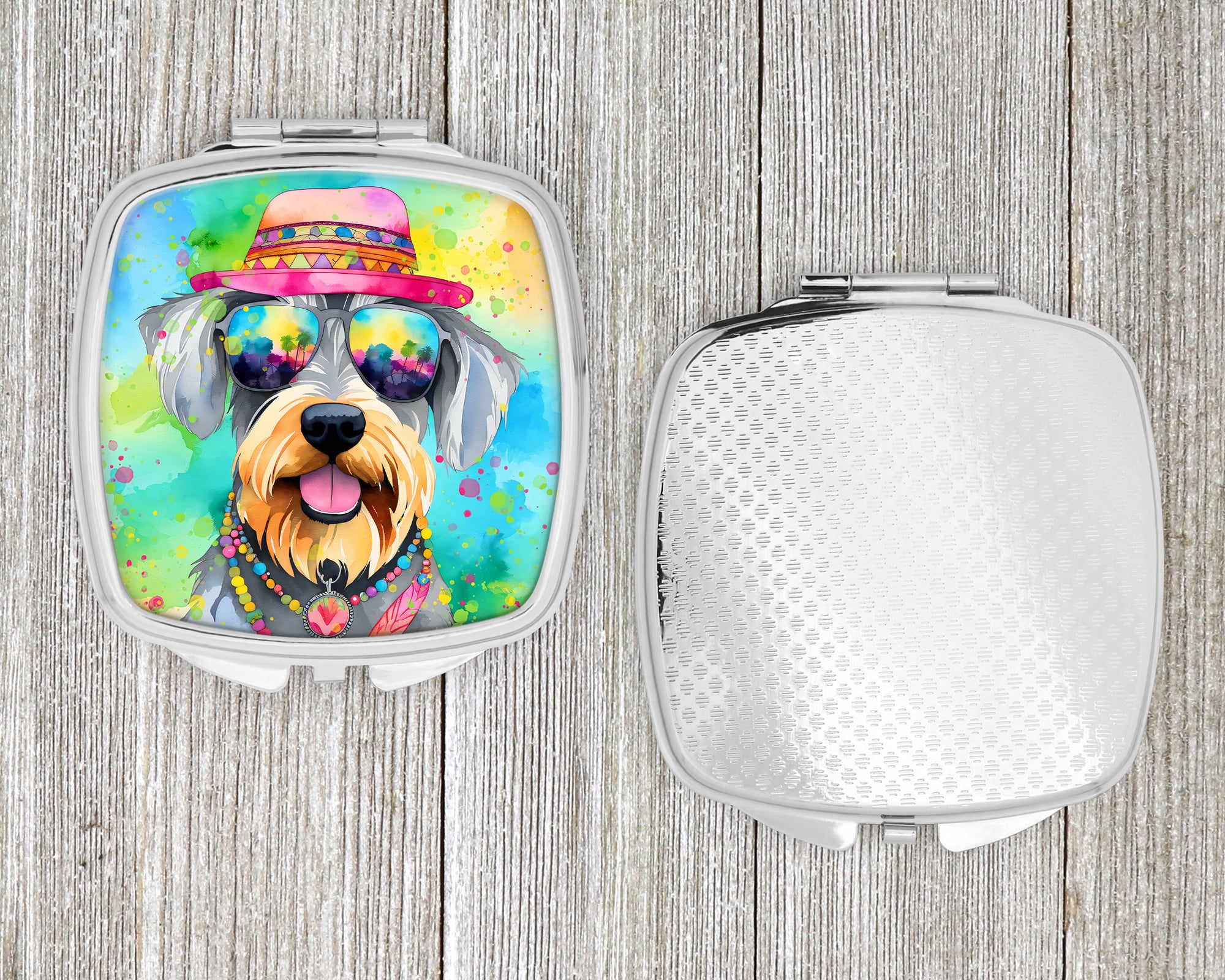 Schnauzer Hippie Dawg Compact Mirror