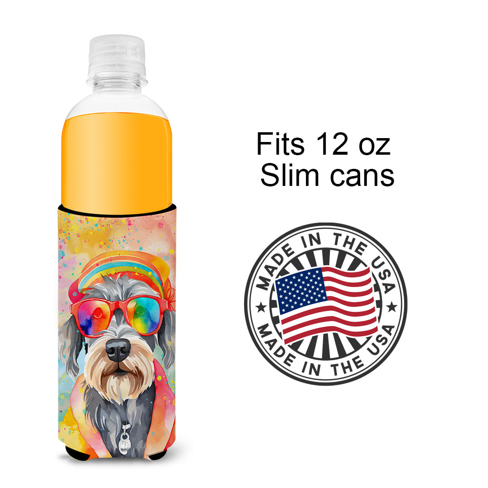 Schnauzer Hippie Dawg Hugger for Ultra Slim Cans