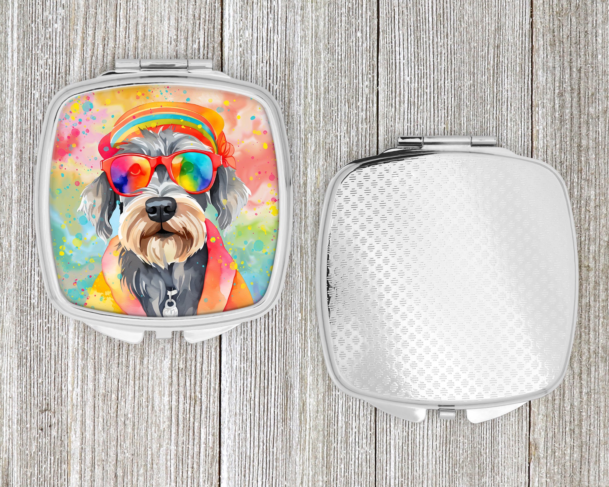 Schnauzer Hippie Dawg Compact Mirror