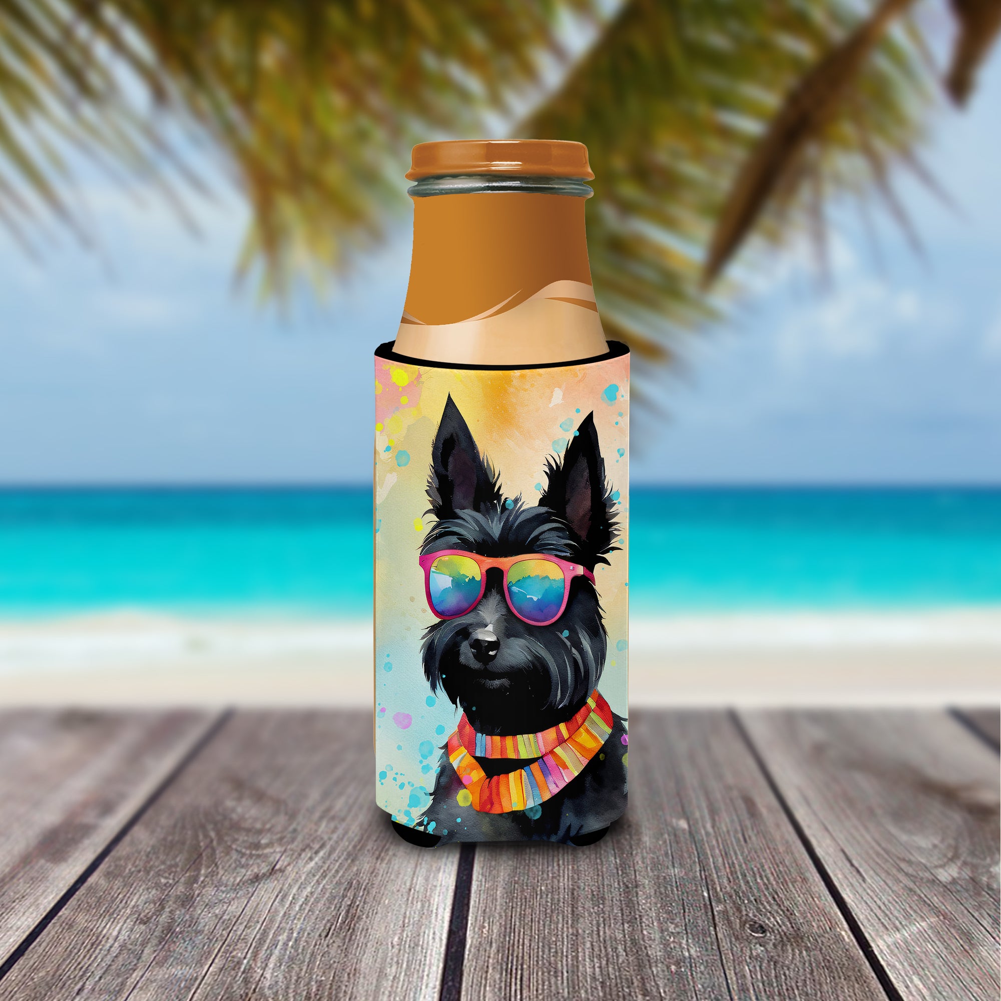 Scottish Terrier Hippie Dawg Hugger for Ultra Slim Cans