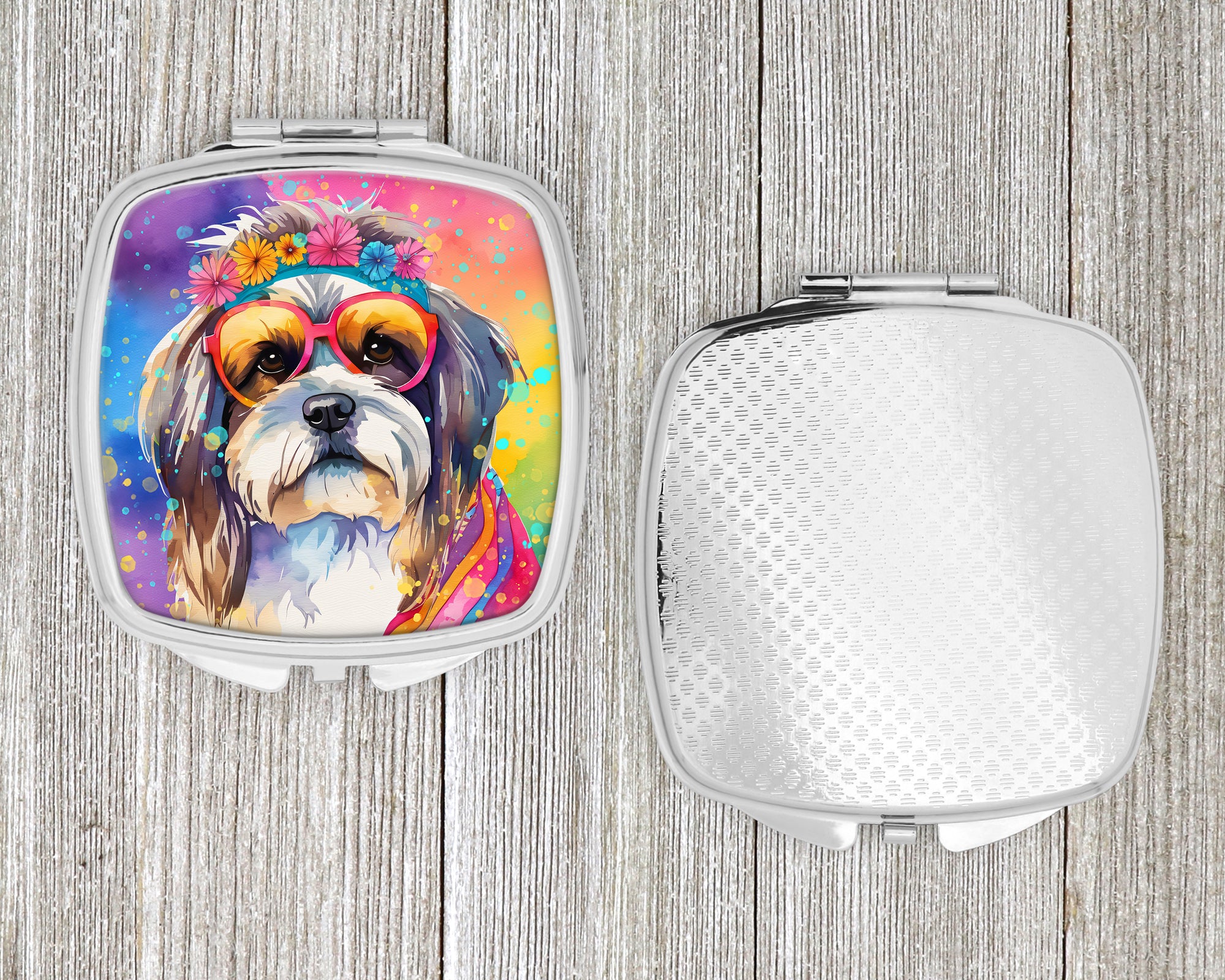 Shih Tzu Hippie Dawg Compact Mirror