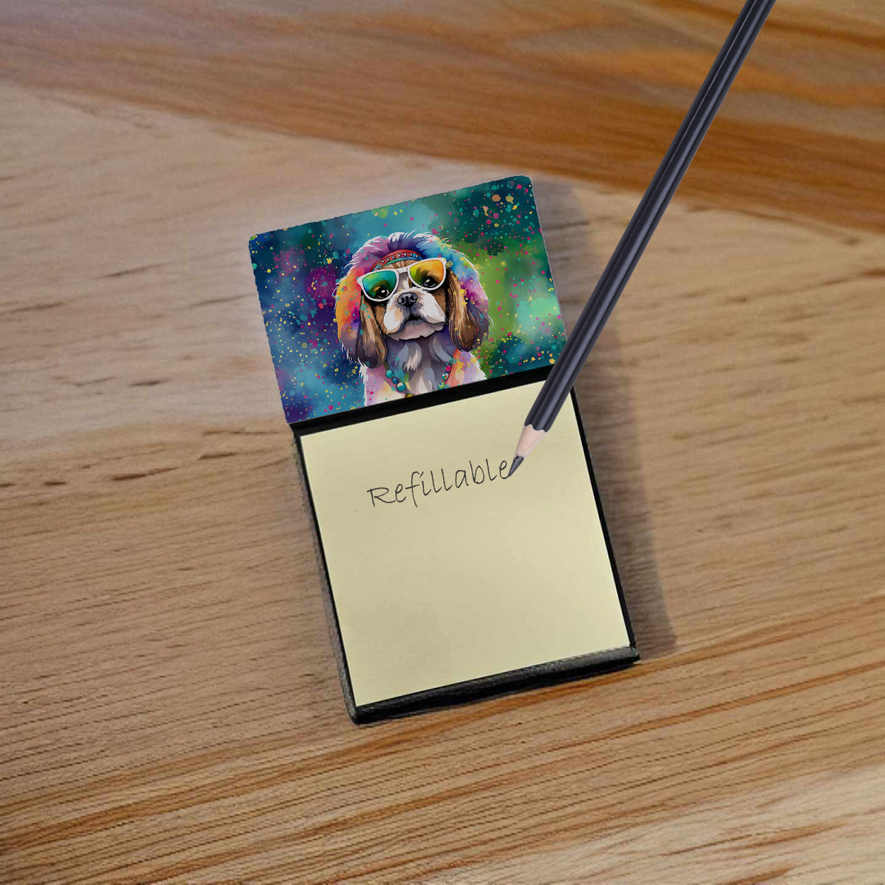 Shih Tzu Hippie Dawg Sticky Note Holder