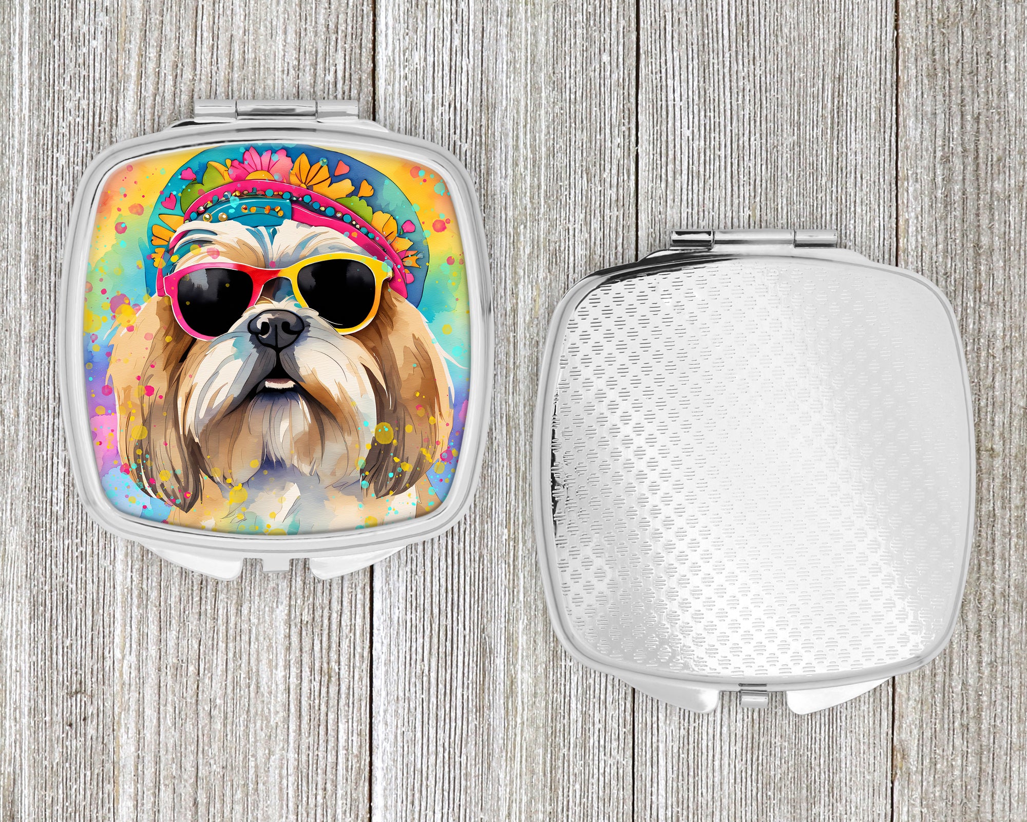 Shih Tzu Hippie Dawg Compact Mirror