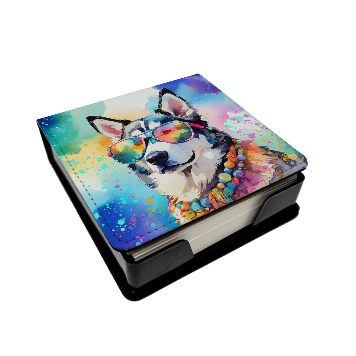 Buy this Siberian Husky Hippie Dawg PU Leather Note Paper Holder