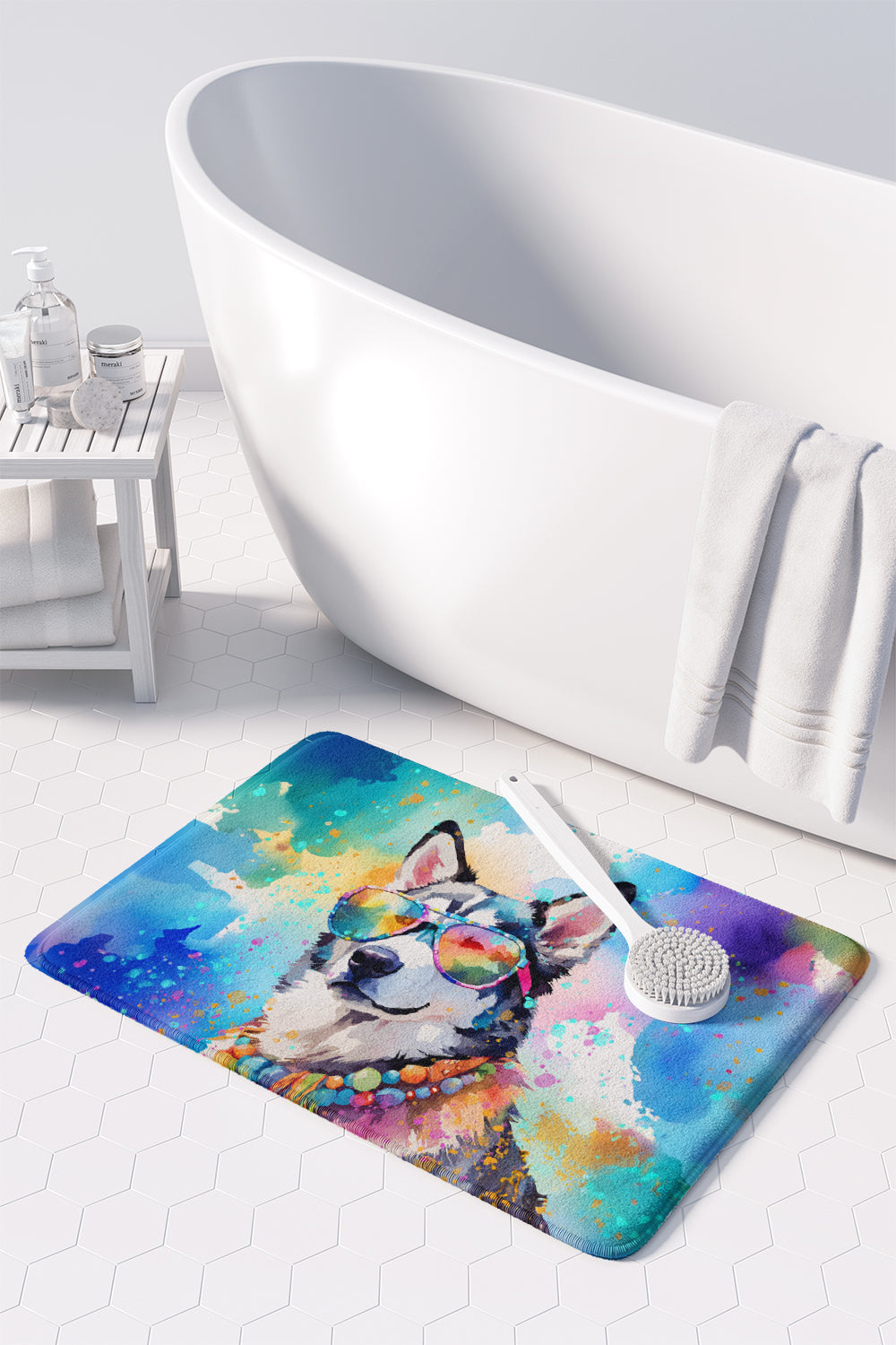 Siberian Husky Hippie Dawg Memory Foam Kitchen Mat