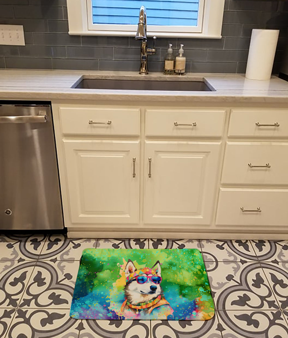 Siberian Husky Hippie Dawg Memory Foam Kitchen Mat