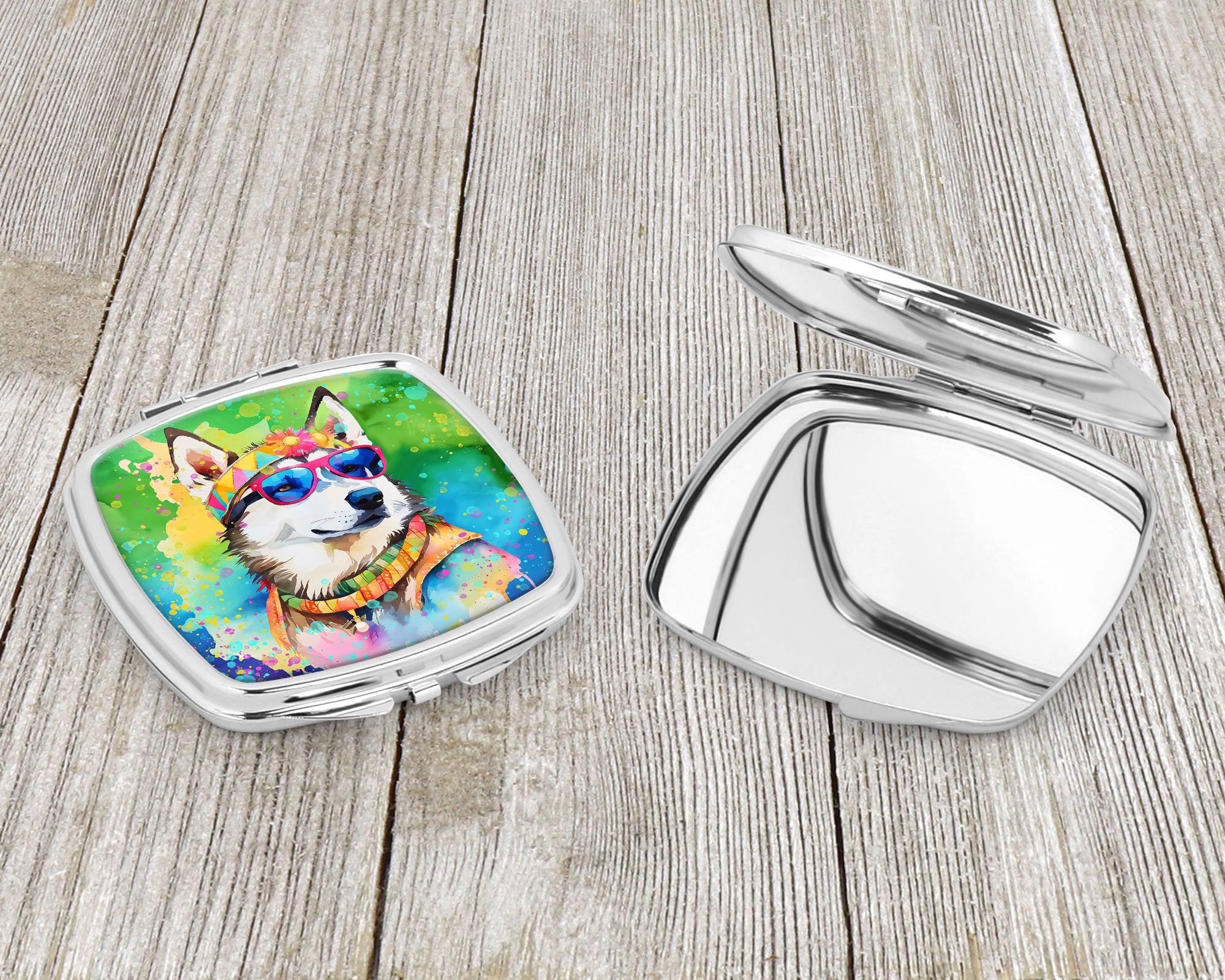 Siberian Husky Hippie Dawg Compact Mirror