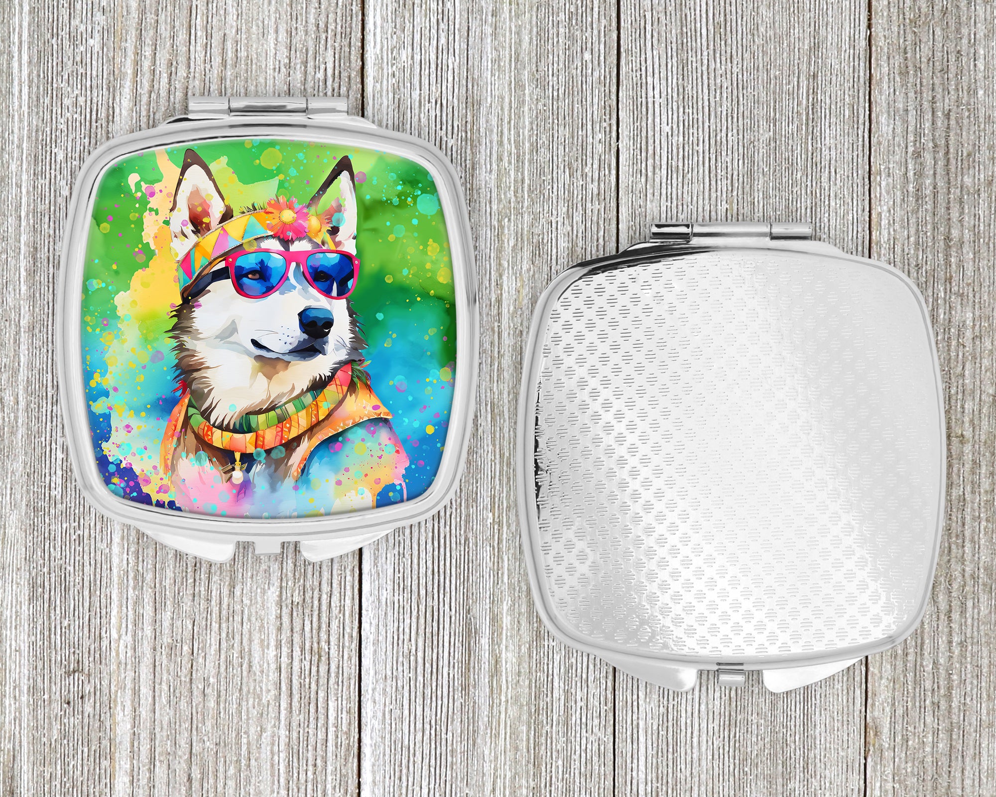 Siberian Husky Hippie Dawg Compact Mirror