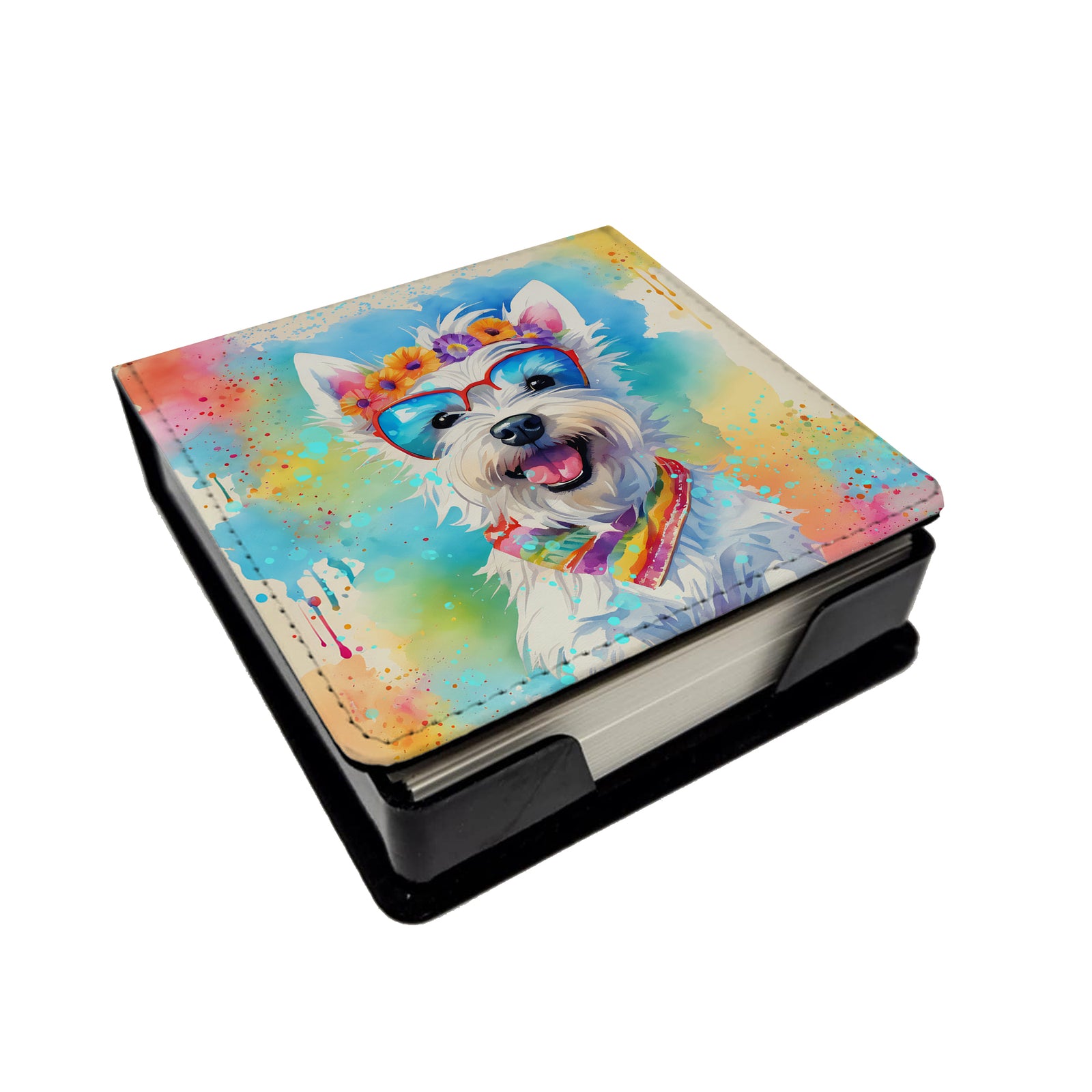 Buy this Westie Hippie Dawg PU Leather Note Paper Holder