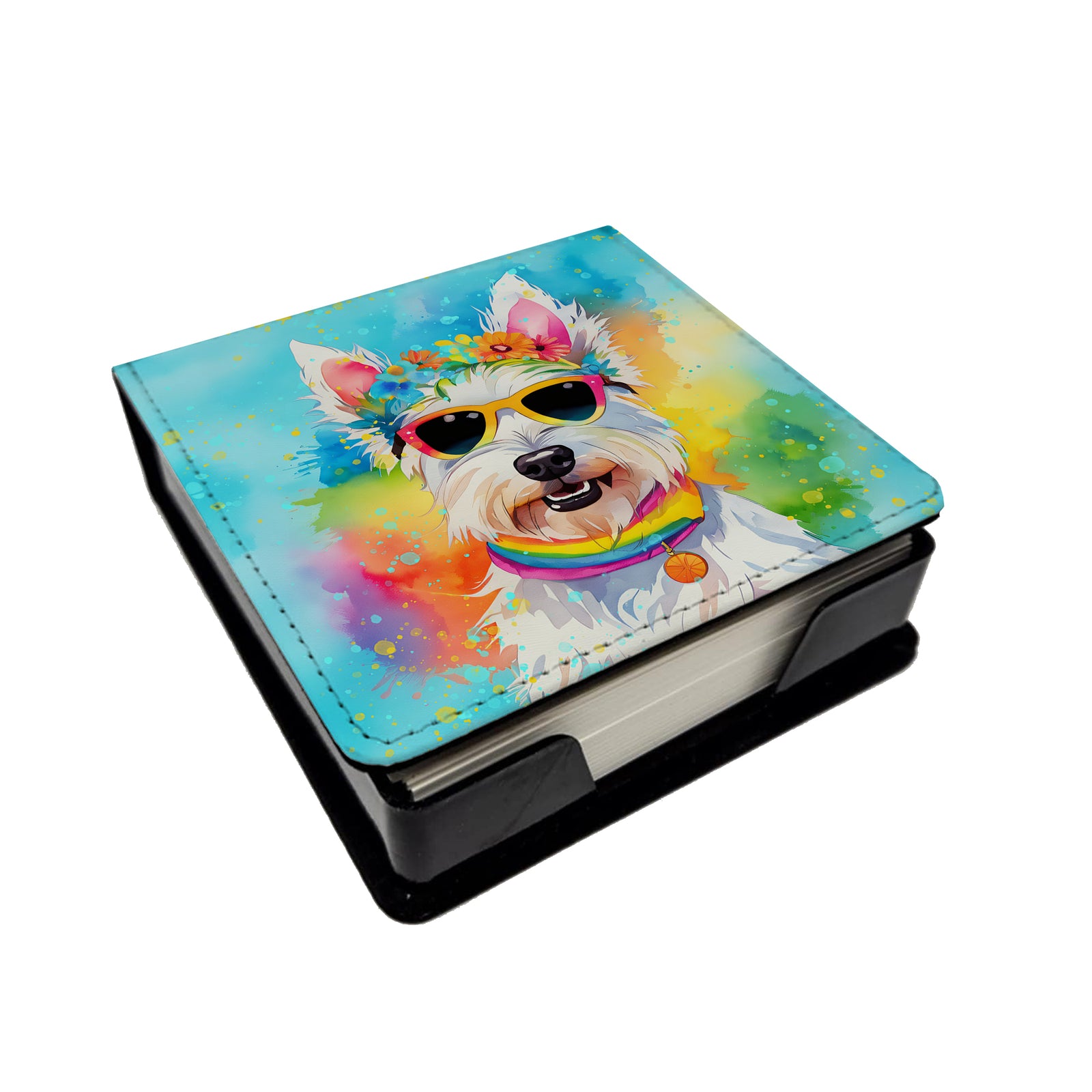 Buy this Westie Hippie Dawg PU Leather Note Paper Holder