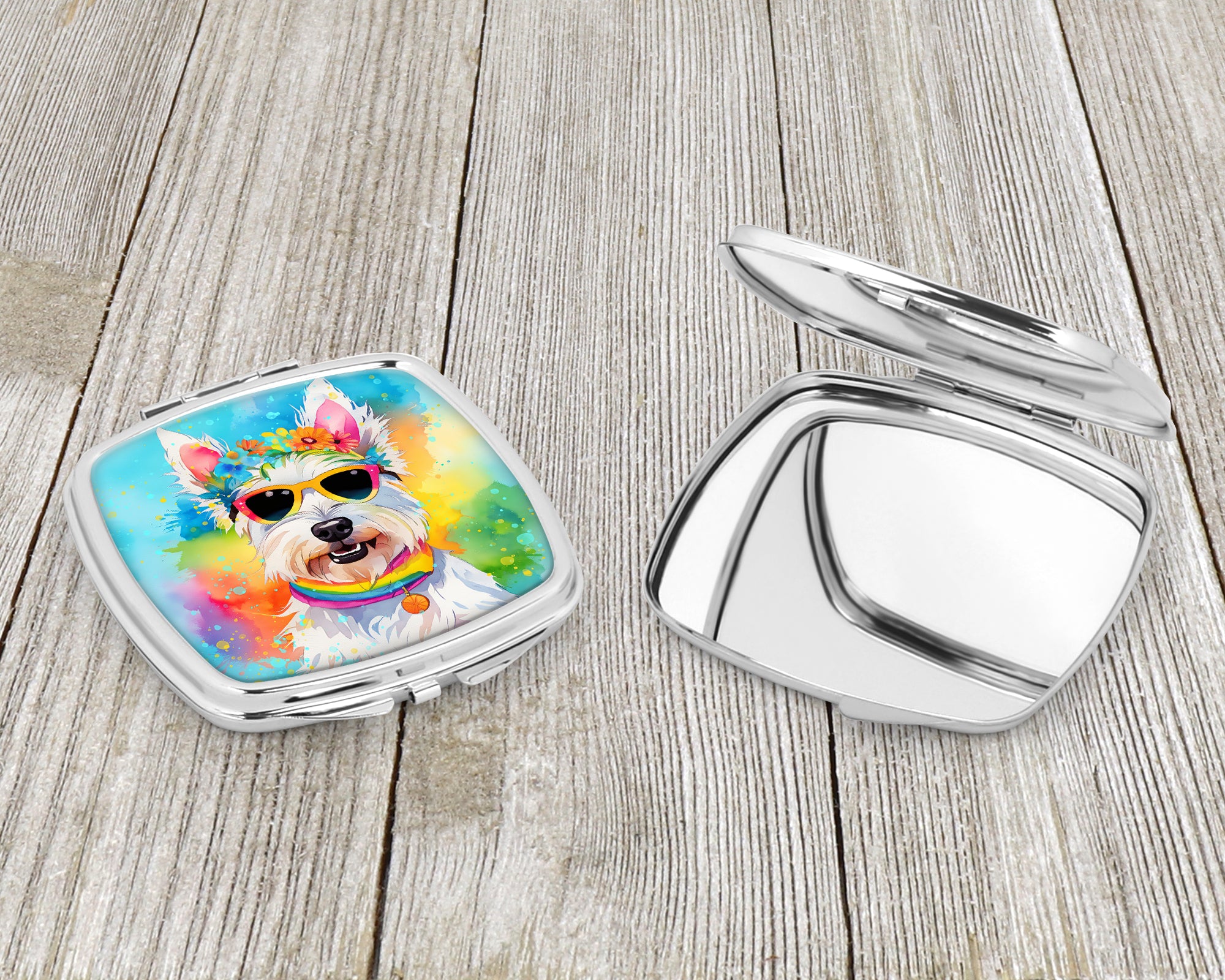 Westie Hippie Dawg Compact Mirror