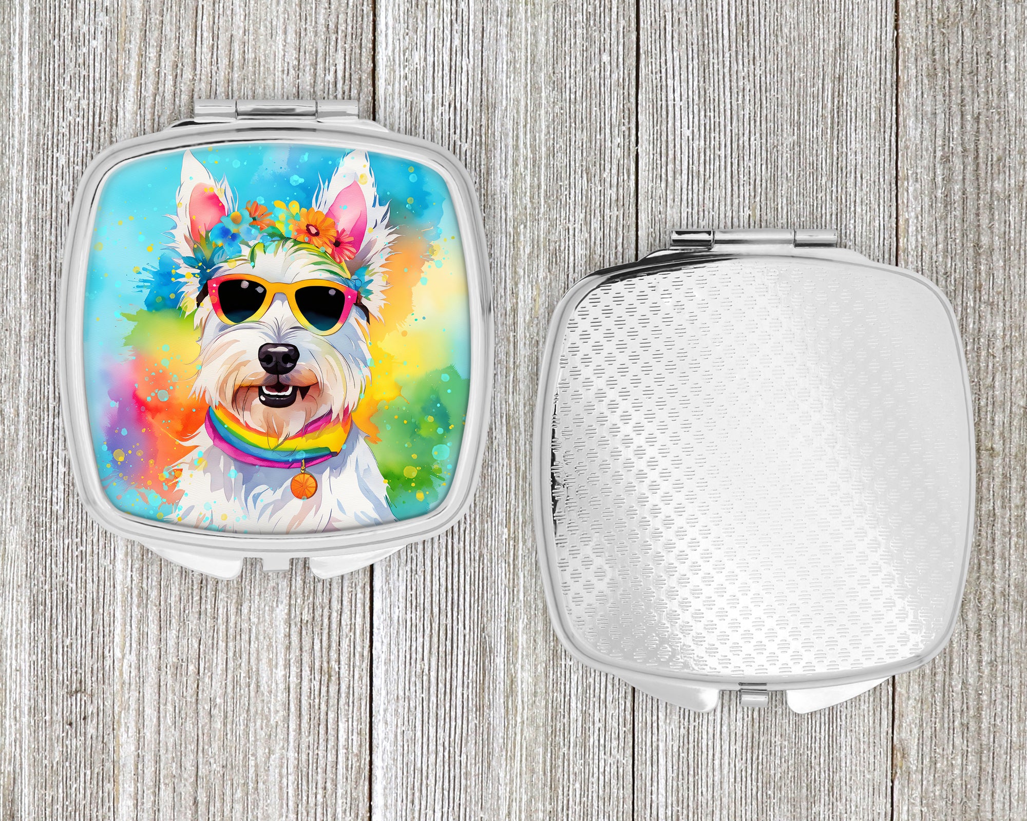 Westie Hippie Dawg Compact Mirror