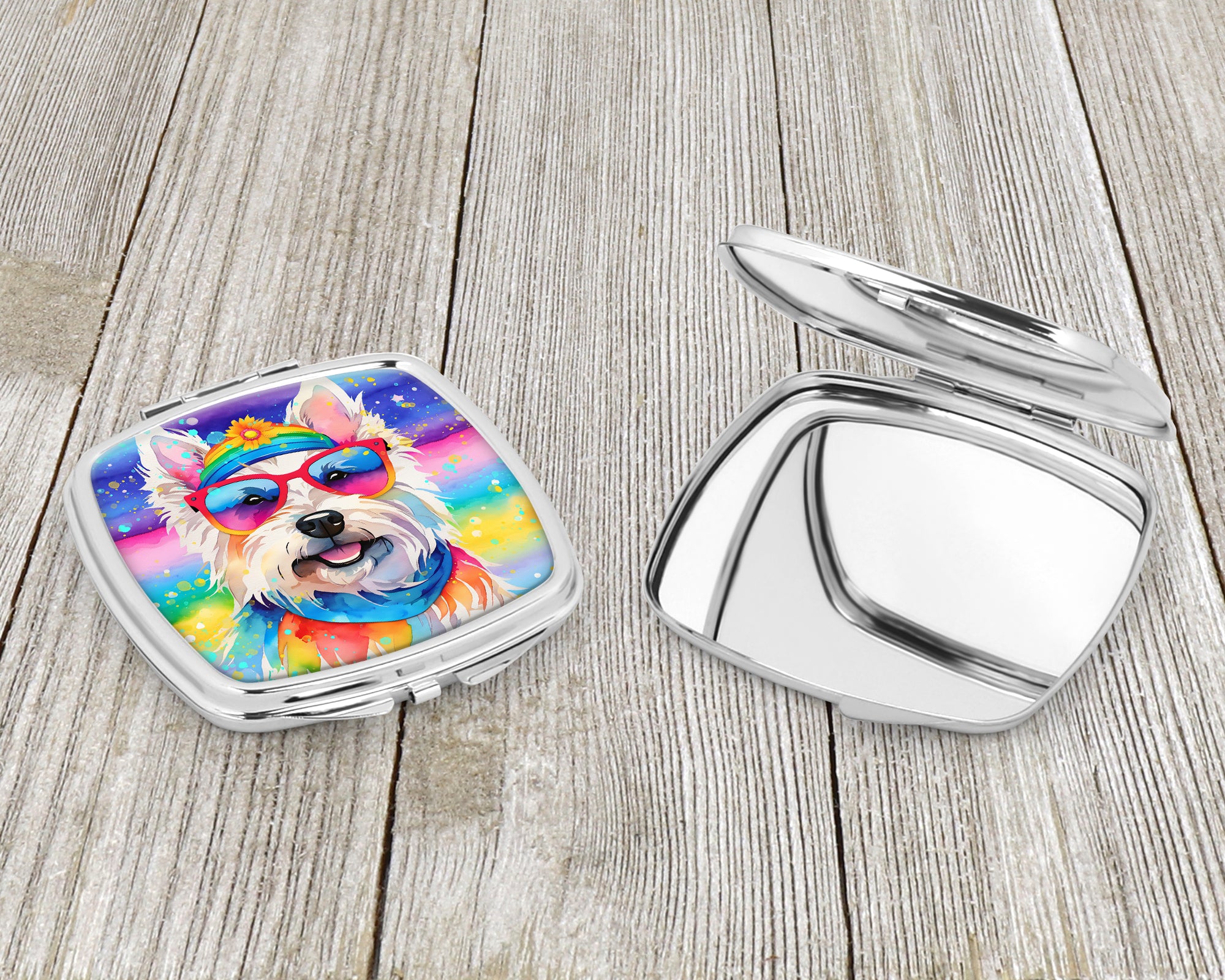 Westie Hippie Dawg Compact Mirror