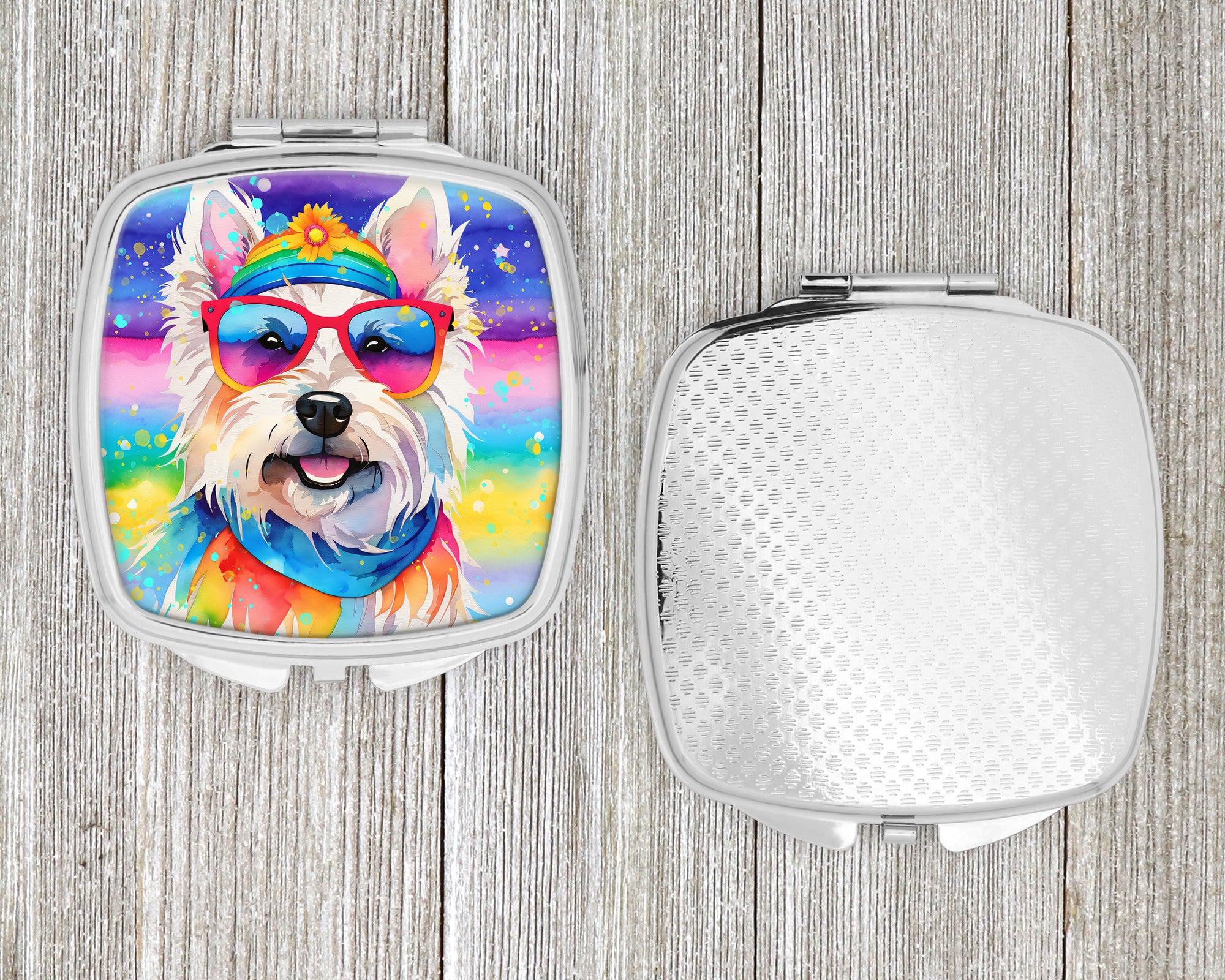 Westie Hippie Dawg Compact Mirror