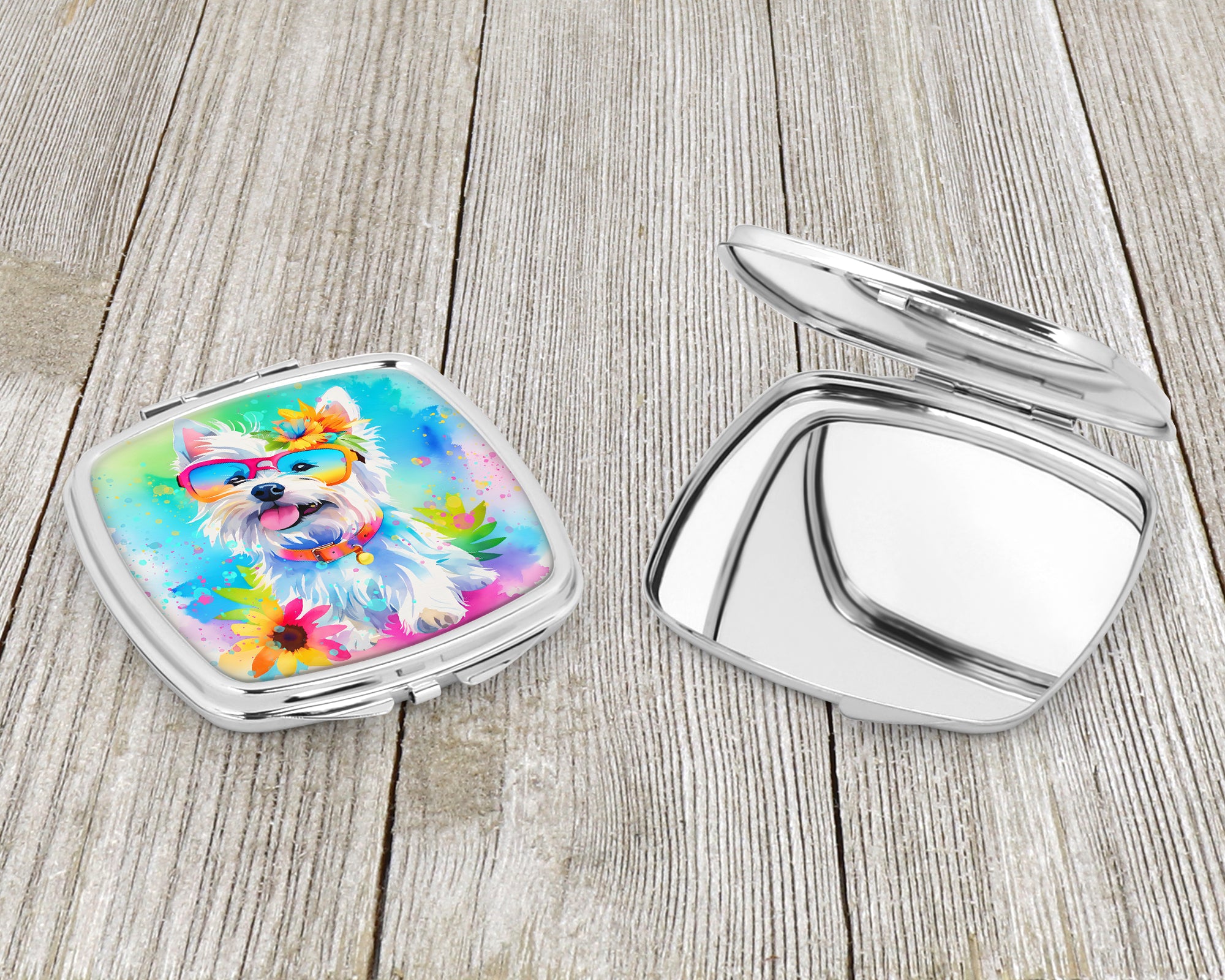 Westie Hippie Dawg Compact Mirror