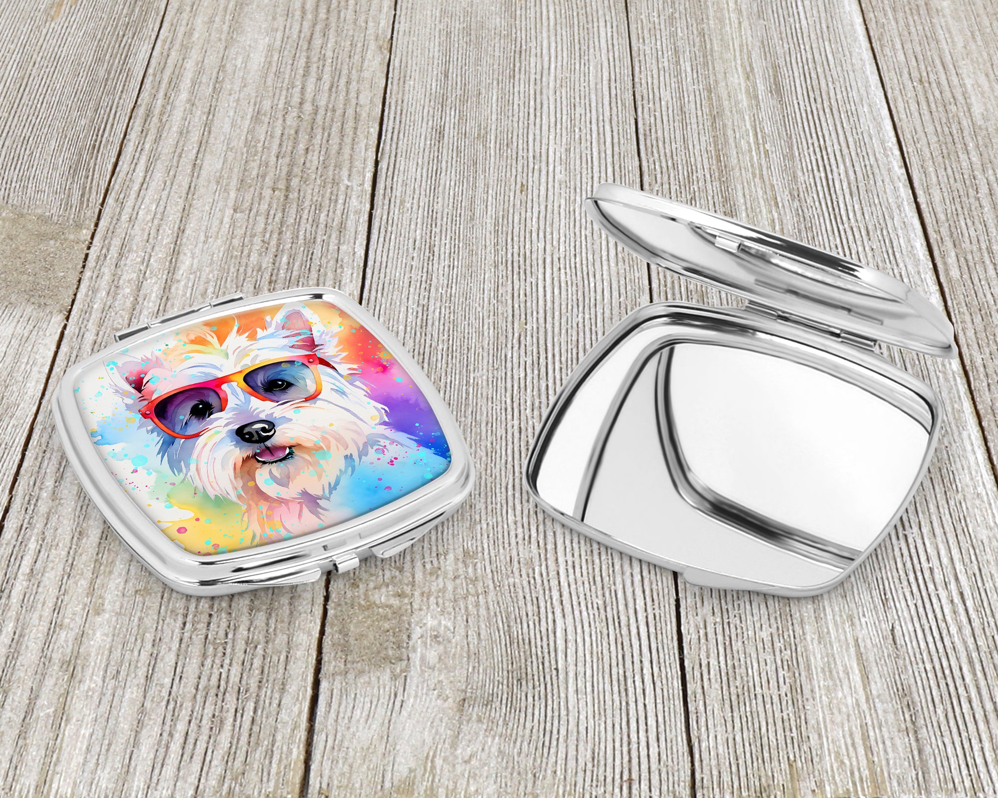 Westie Hippie Dawg Compact Mirror