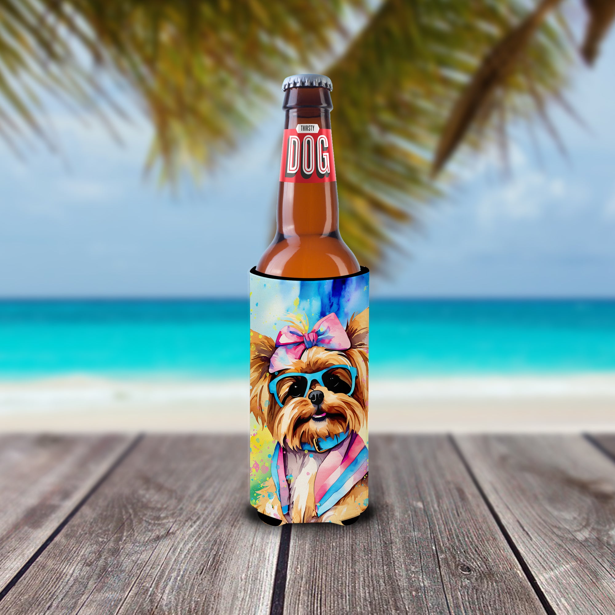 Yorkshire Terrier Hippie Dawg Hugger for Ultra Slim Cans