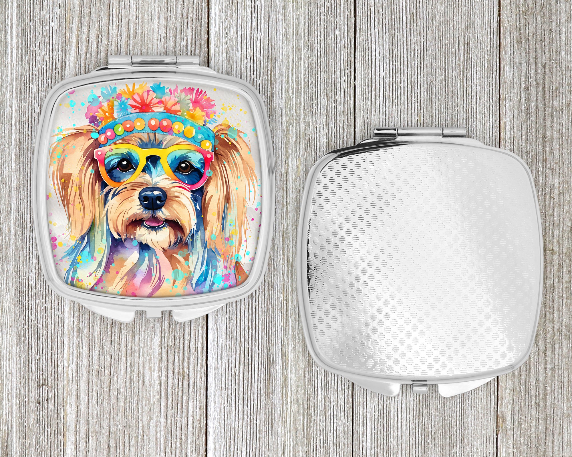 Yorkshire Terrier Hippie Dawg Compact Mirror