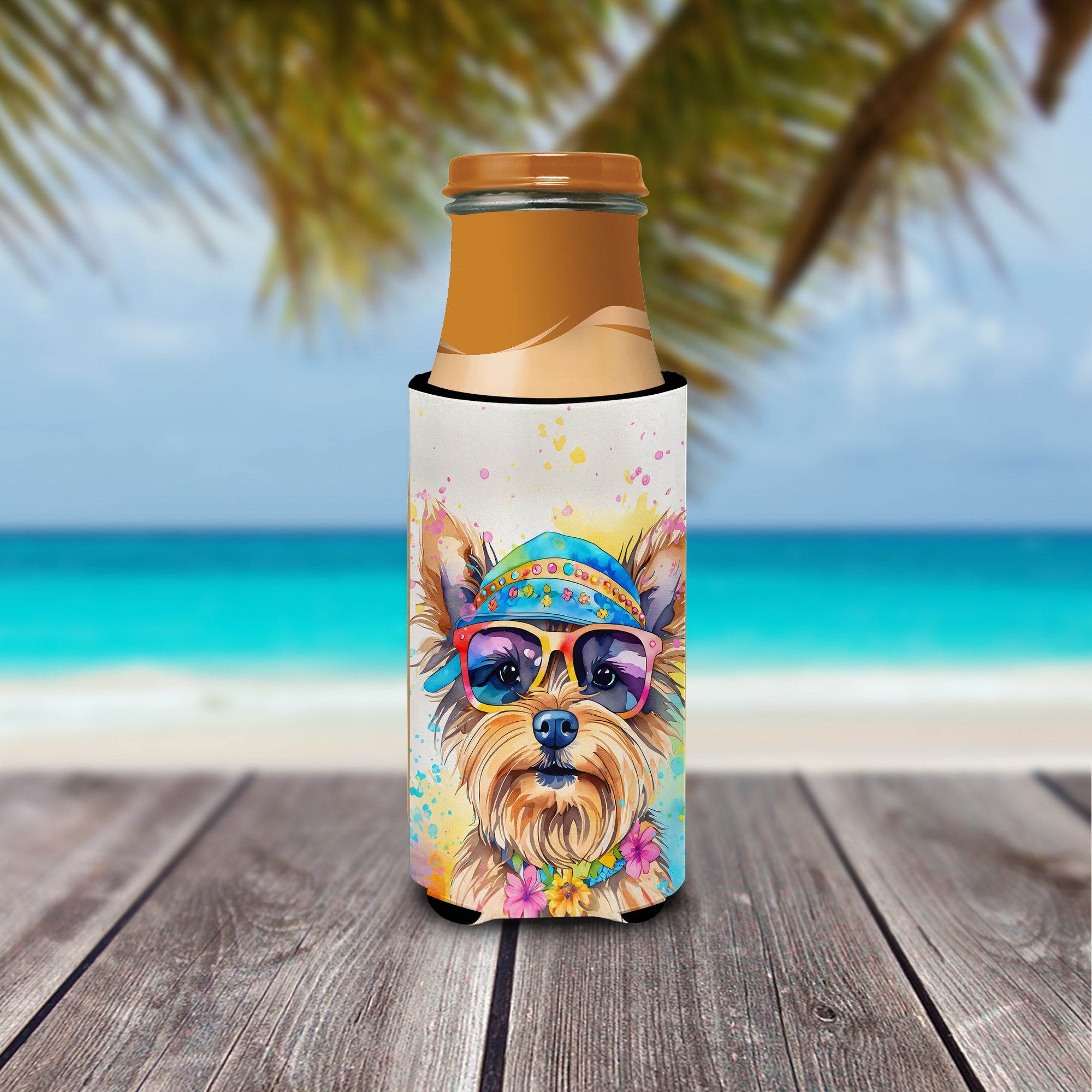 Yorkshire Terrier Hippie Dawg Hugger for Ultra Slim Cans