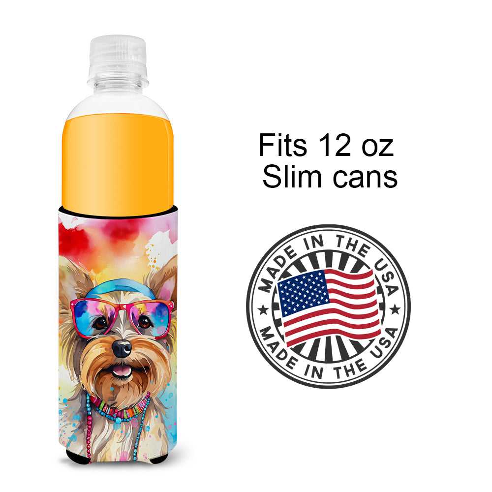 Yorkshire Terrier Hippie Dawg Hugger for Ultra Slim Cans