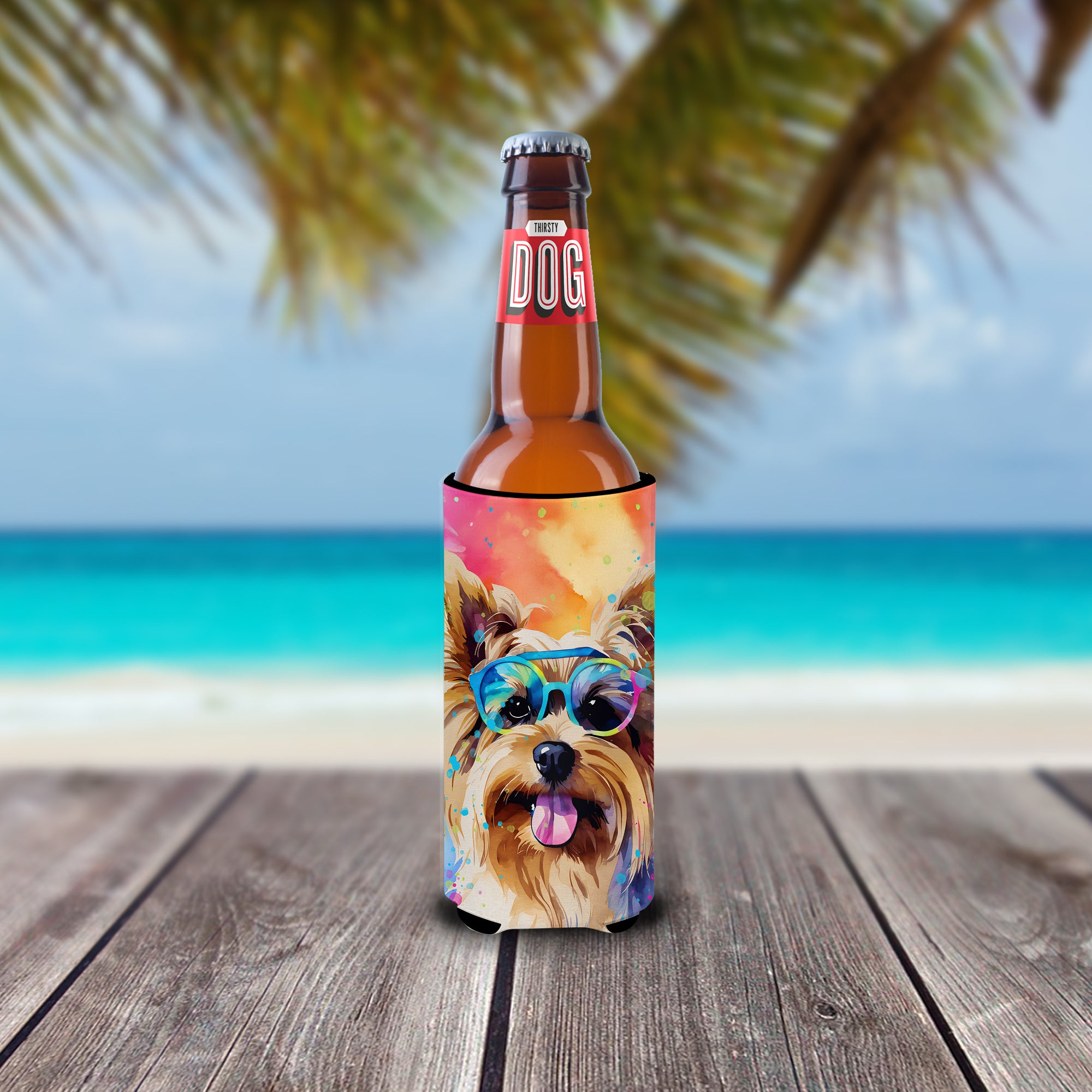 Yorkshire Terrier Hippie Dawg Hugger for Ultra Slim Cans