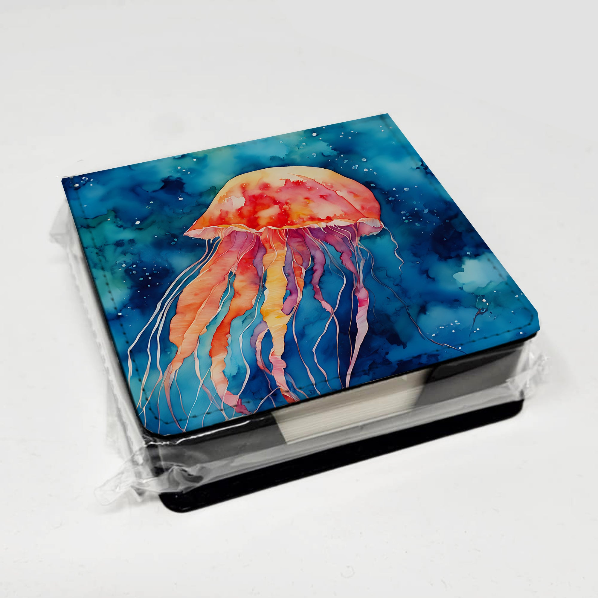 Jellyfish PU Leather Note Paper Holder