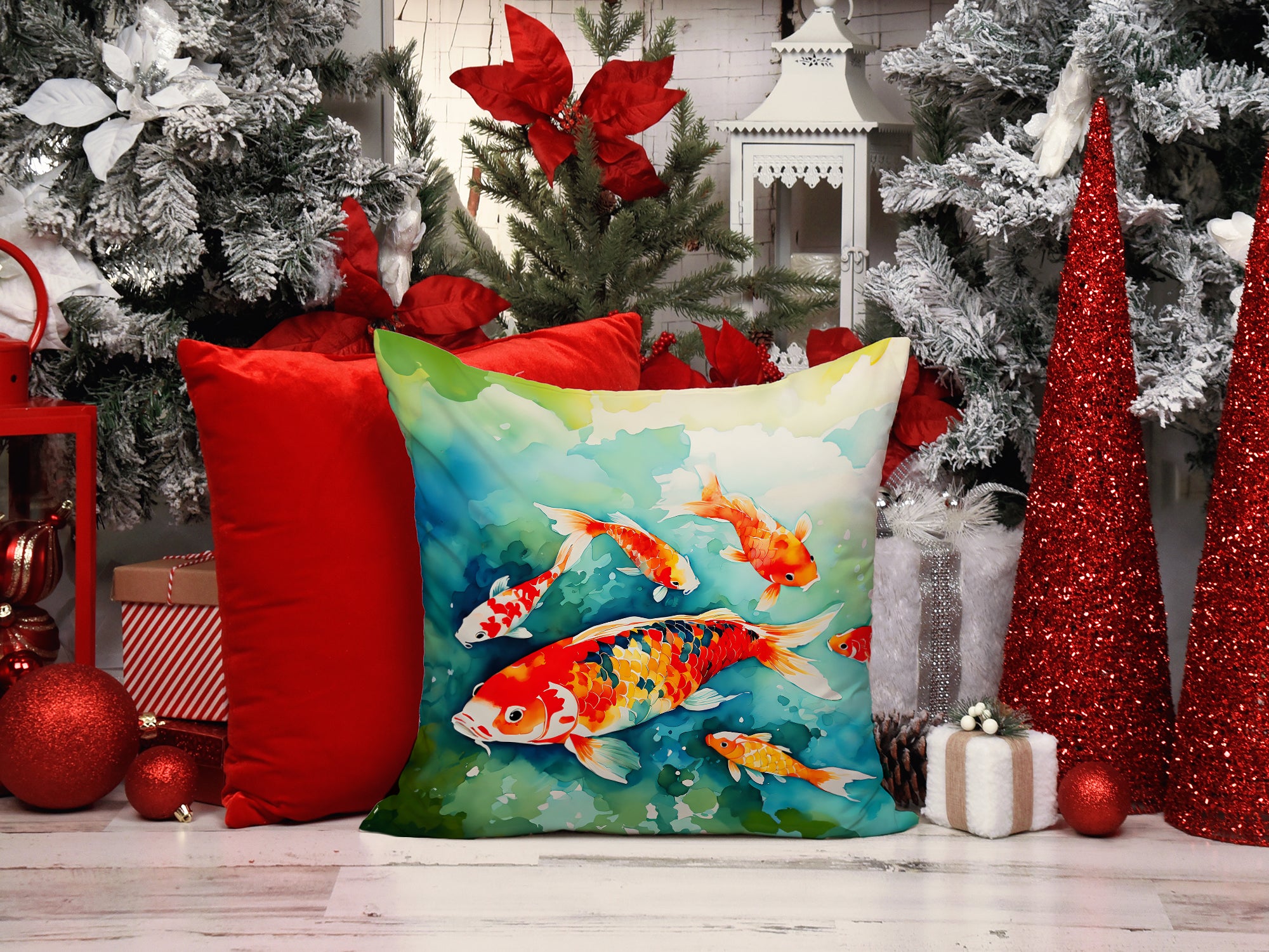 Koi Fish Throw Pillow