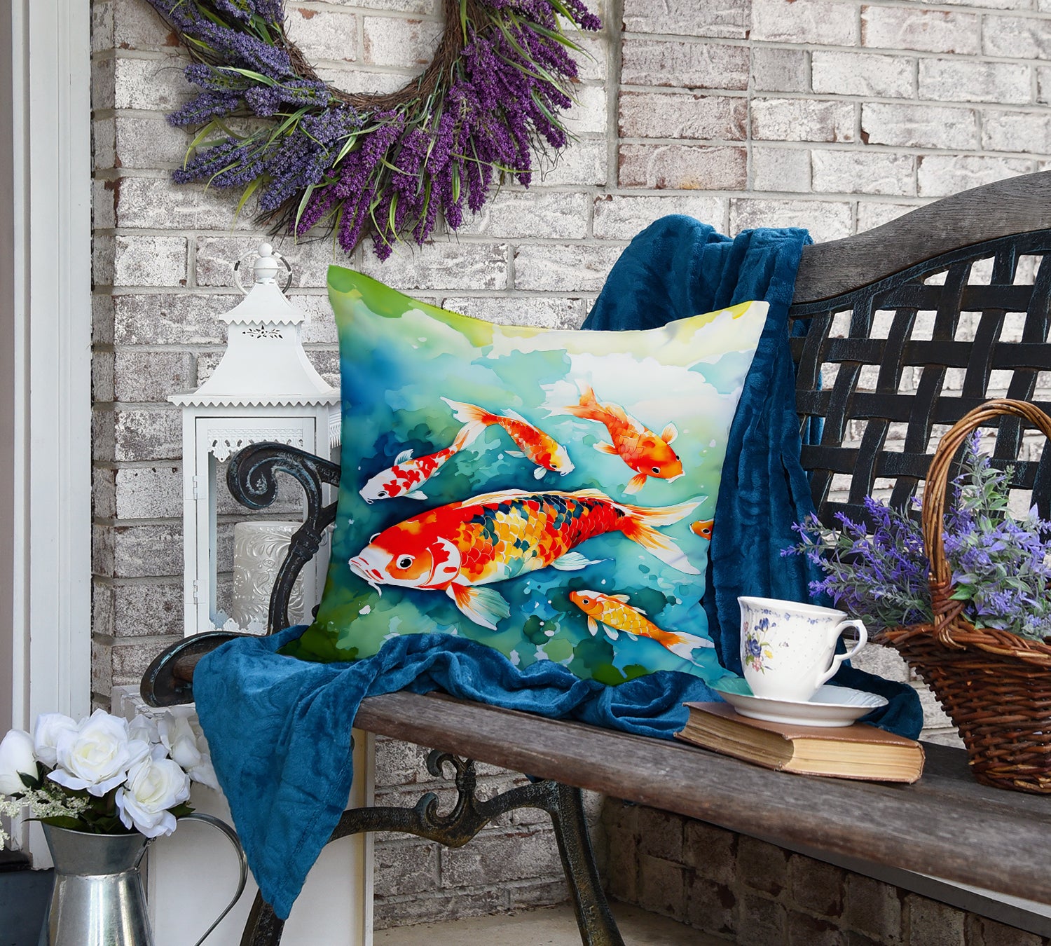 Koi Fish Throw Pillow