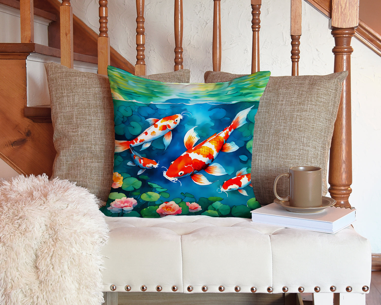 Koi Fish Throw Pillow