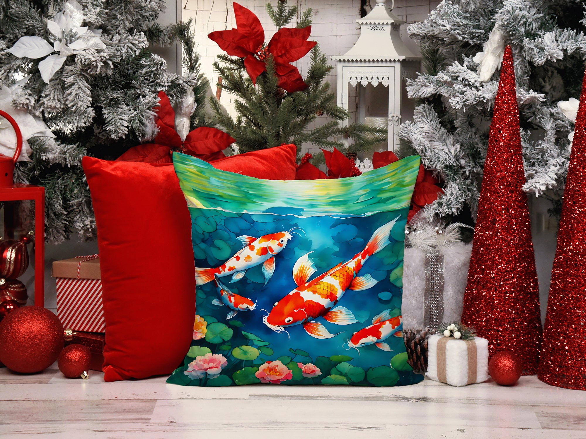 Koi Fish Throw Pillow