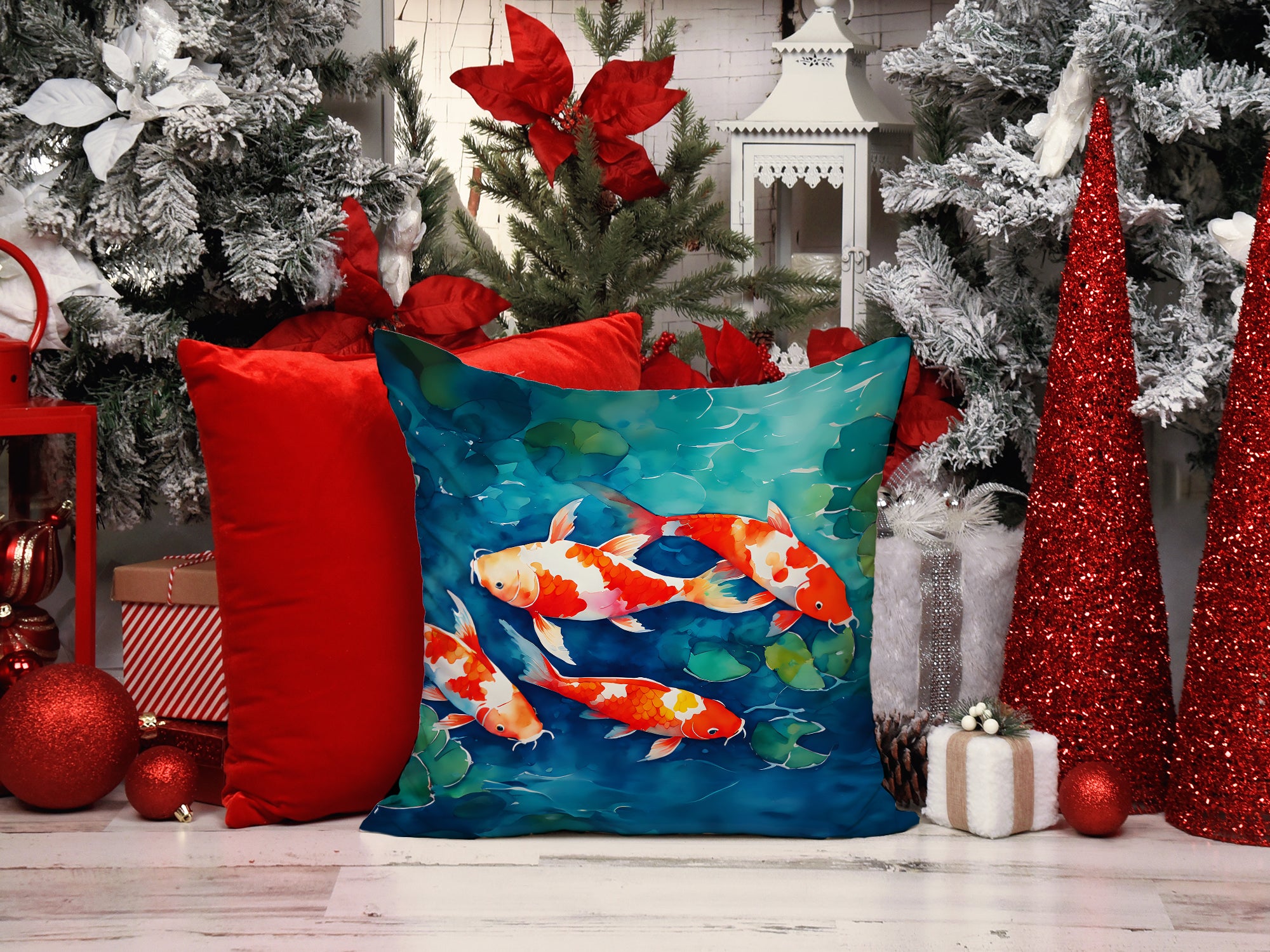 Koi Fish Throw Pillow