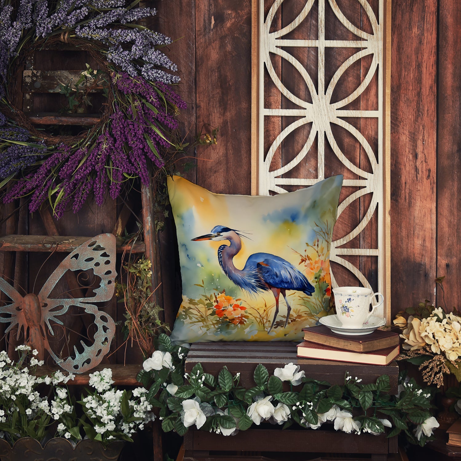 Blue Heron Throw Pillow