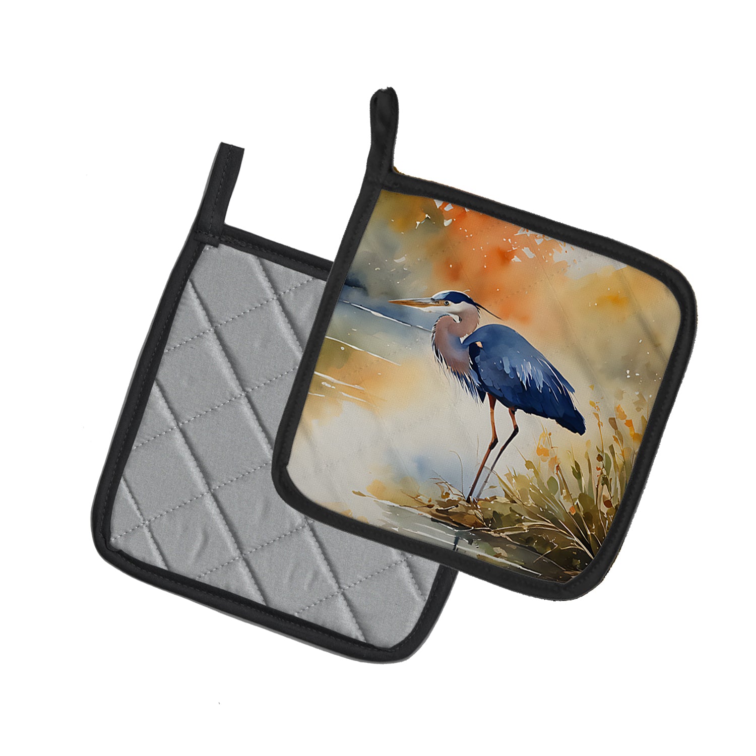 Blue Heron Pair of Pot Holders