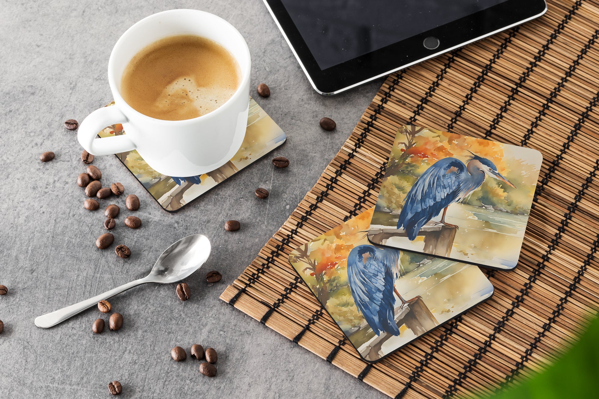 Blue Heron Foam Coasters