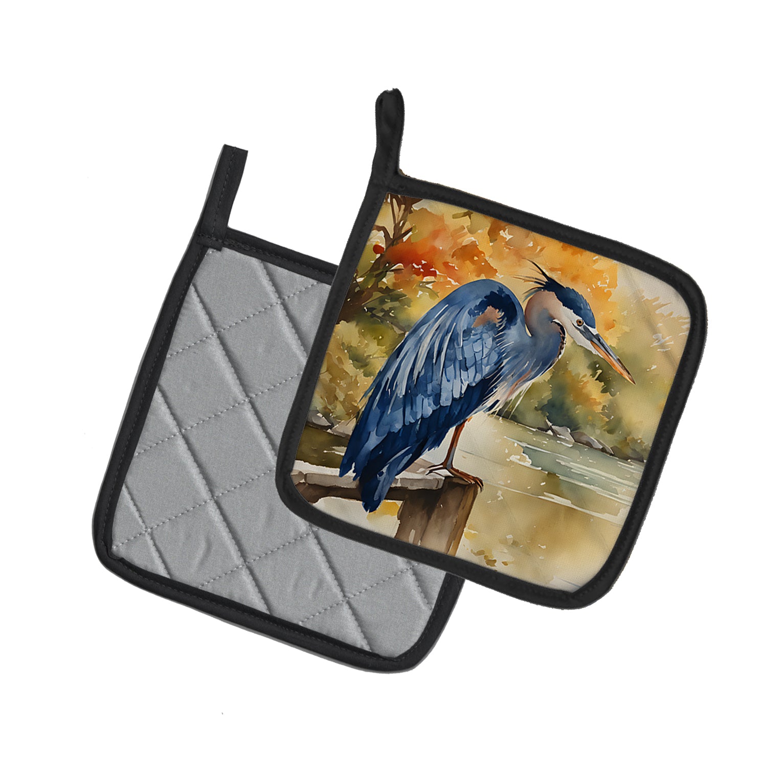 Blue Heron Pair of Pot Holders