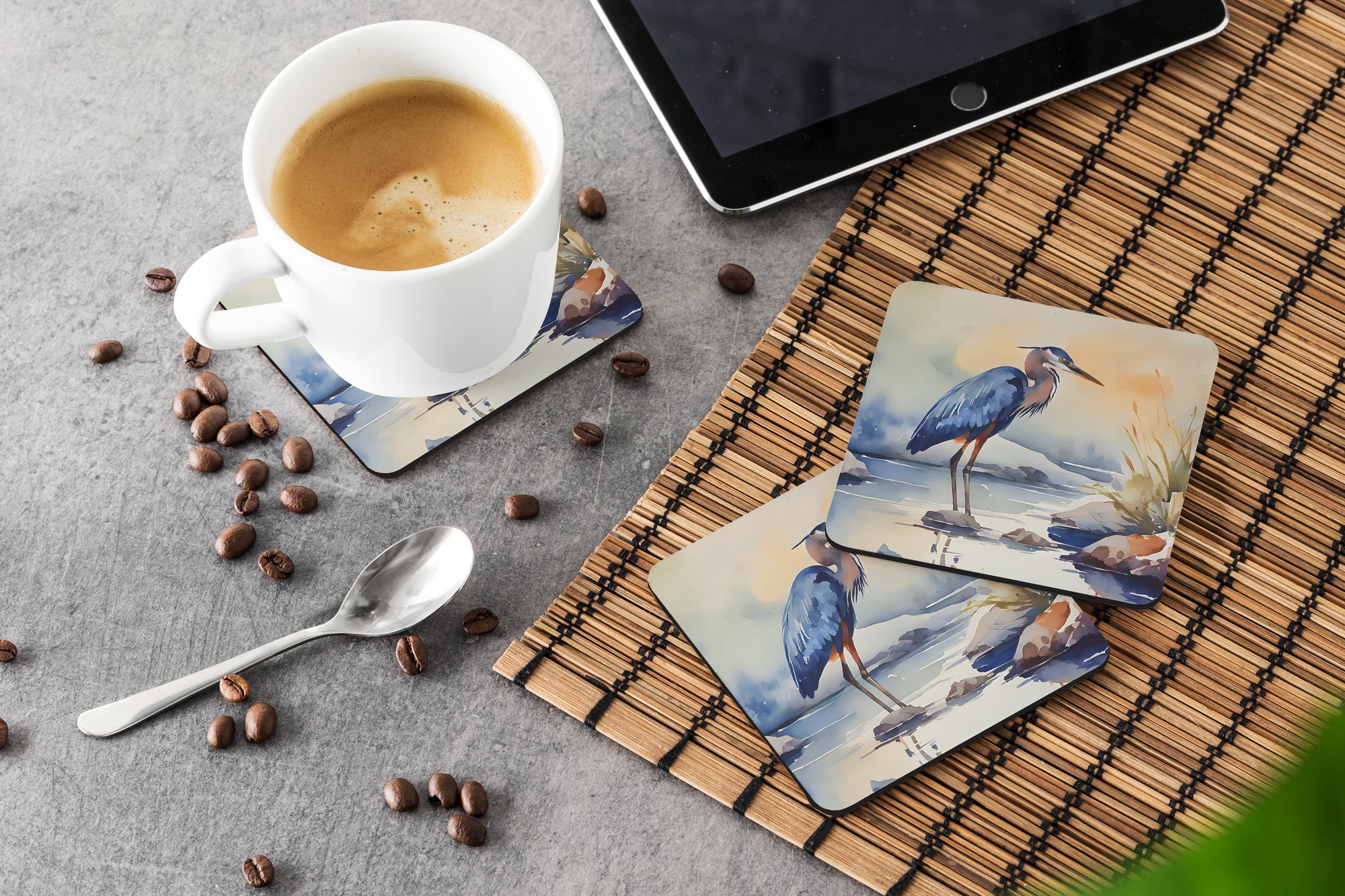 Blue Heron Foam Coasters