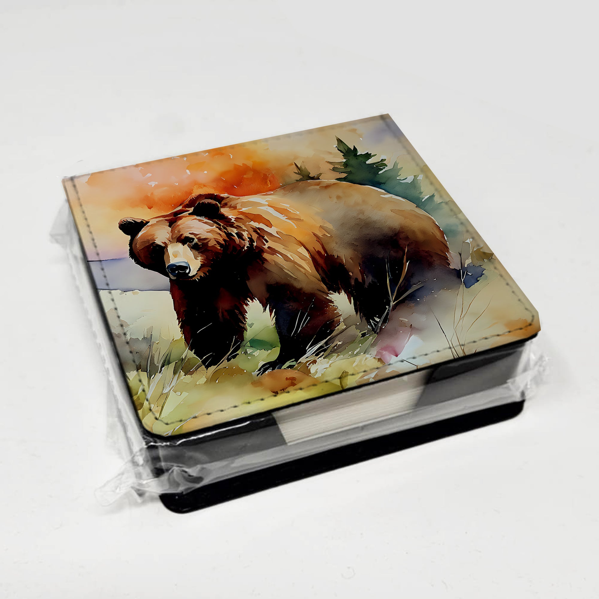 Grizzly Bear PU Leather Note Paper Holder