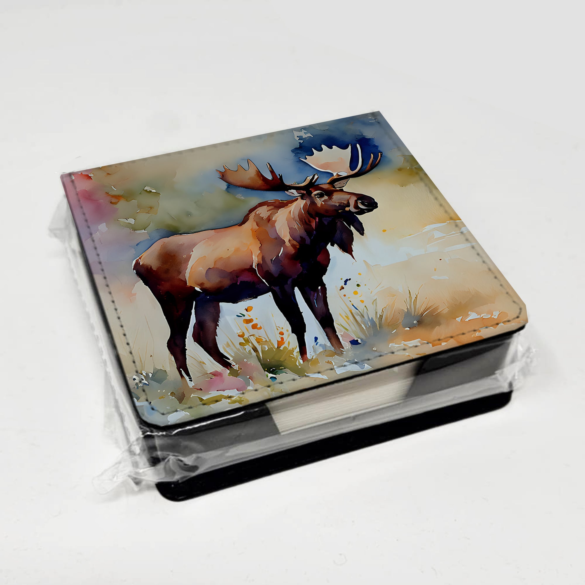 Moose PU Leather Note Paper Holder