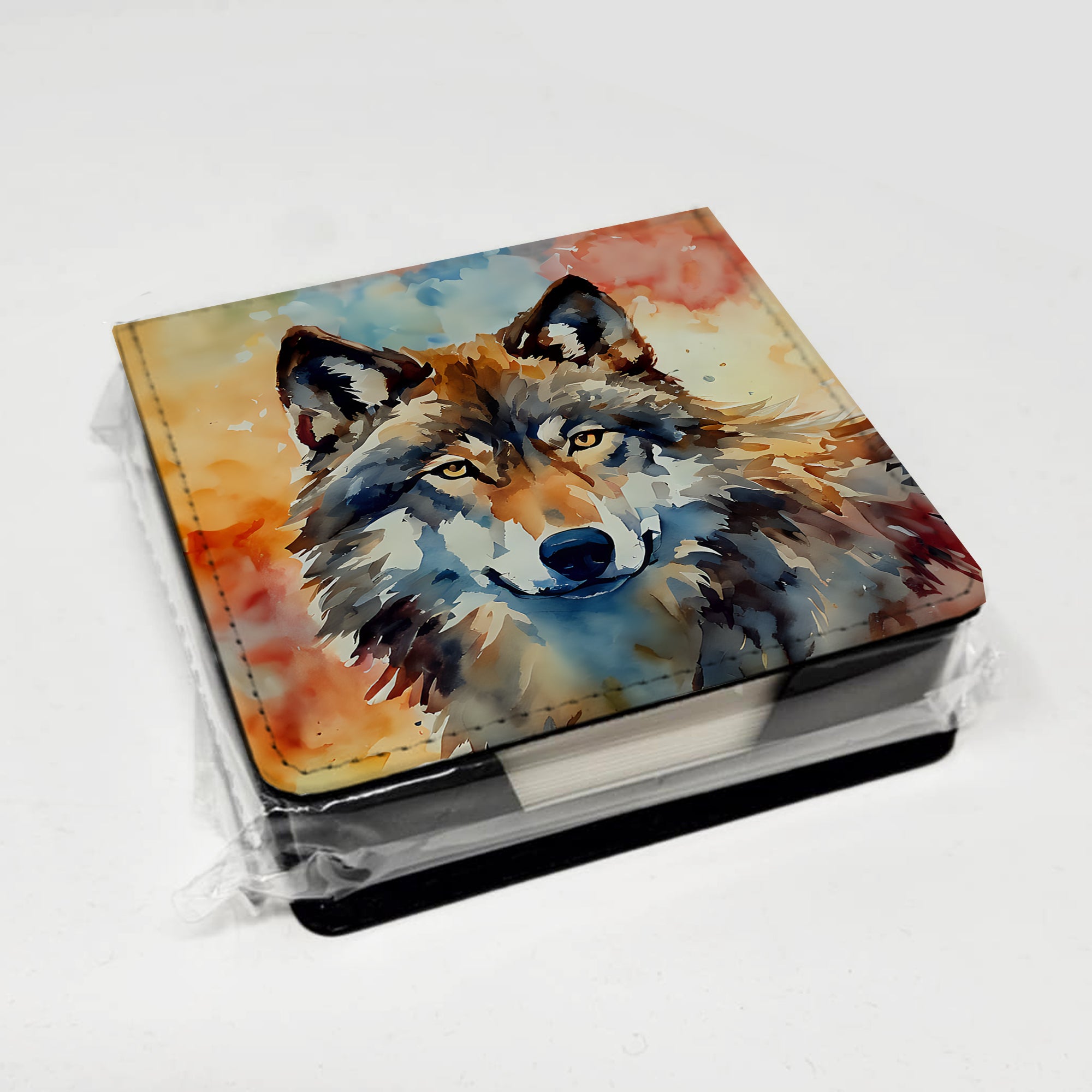 Wolves Wolf  PU Leather Note Paper Holder