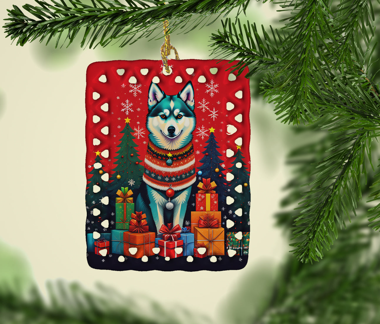 Buy this Alaskan Klee Kai Holiday Christmas Porcelain Ornament