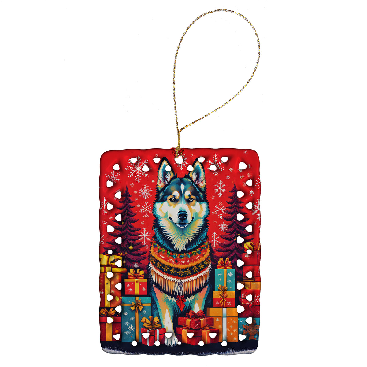 Buy this Alaskan Malamute Holiday Christmas Porcelain Ornament