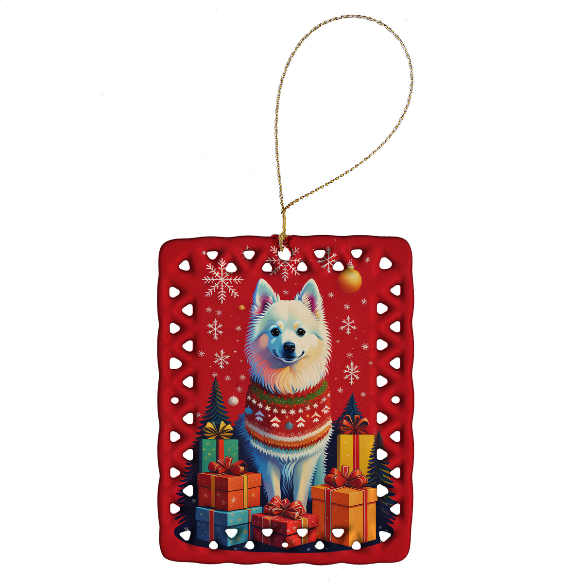 Buy this American Eskimo Holiday Christmas Porcelain Ornament