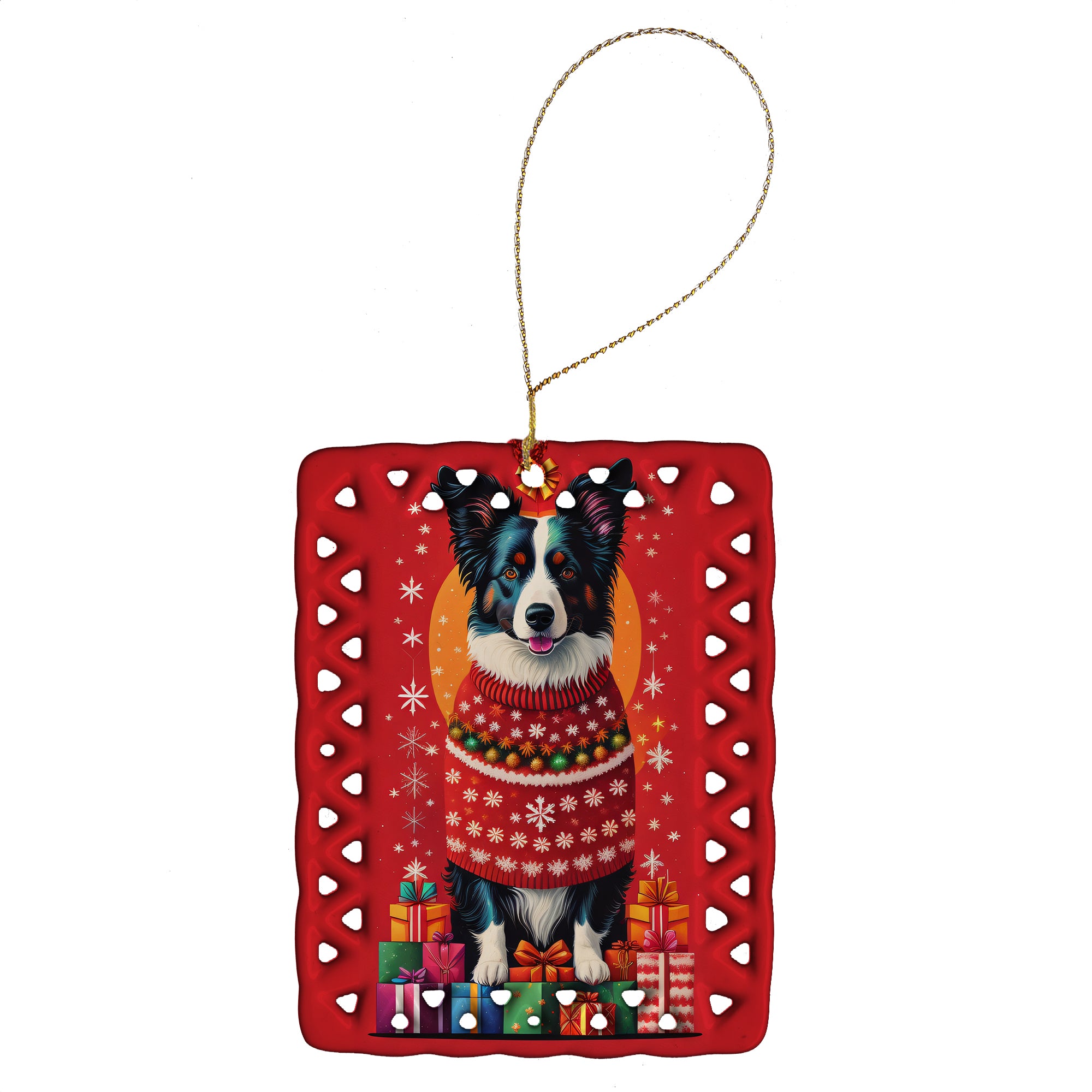 Buy this Border Collie Holiday Christmas Porcelain Ornament