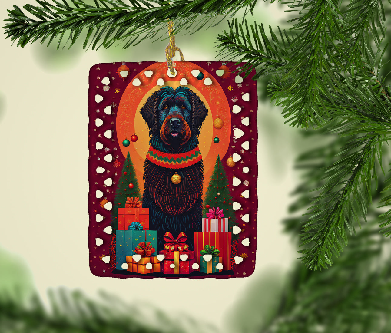 Buy this Black Briard Holiday Christmas Porcelain Ornament