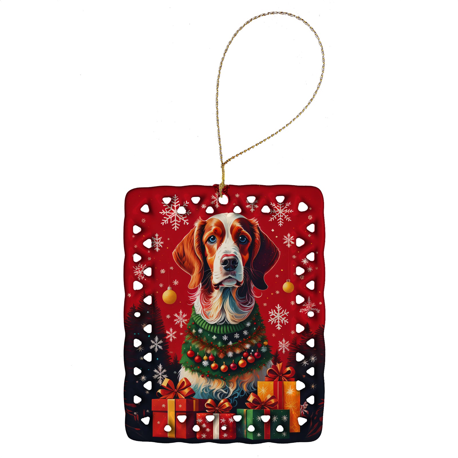 Buy this Brittany Spaniel Holiday Christmas Porcelain Ornament